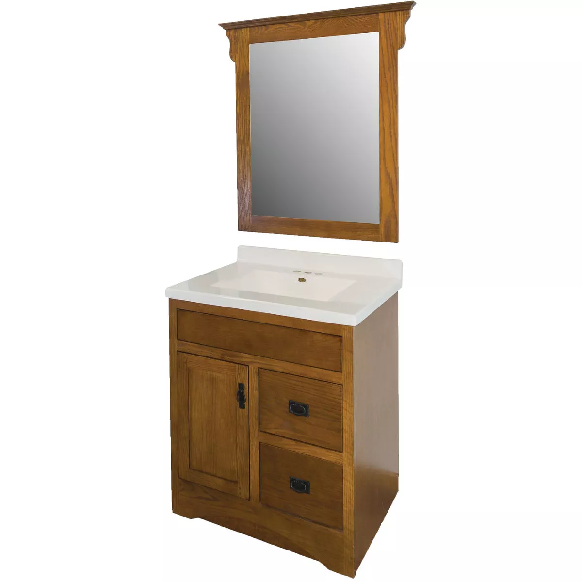 CraftMark Craftsmen Estate Oak 30 In. W x 34 In. H x 21 In. D Vanity Base without Top, 1 Door/2 Drawer - photo 10