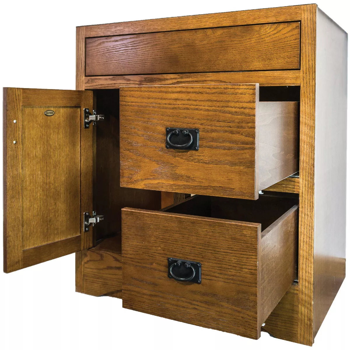 CraftMark Craftsmen Estate Oak 30 In. W x 34 In. H x 21 In. D Vanity Base without Top, 1 Door/2 Drawer - photo 4