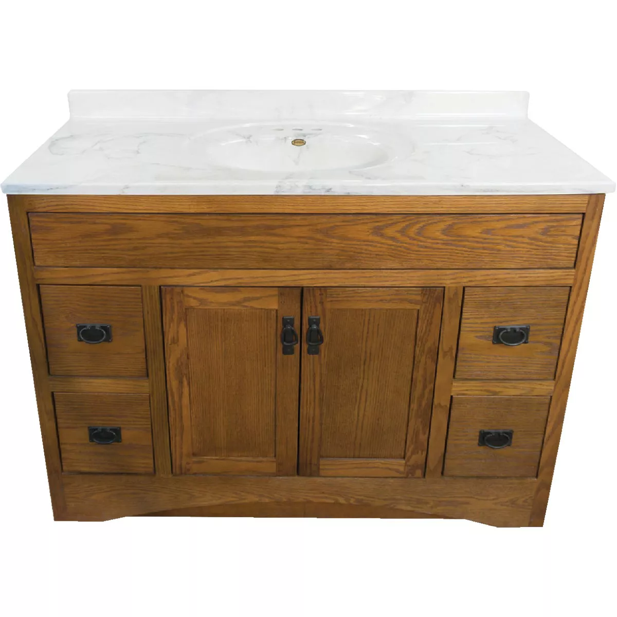 CraftMark Craftsmen Estate Oak 48 In. W x 34 In. H x 21 In. D Vanity Base without Top, 2 Door/4 Drawer