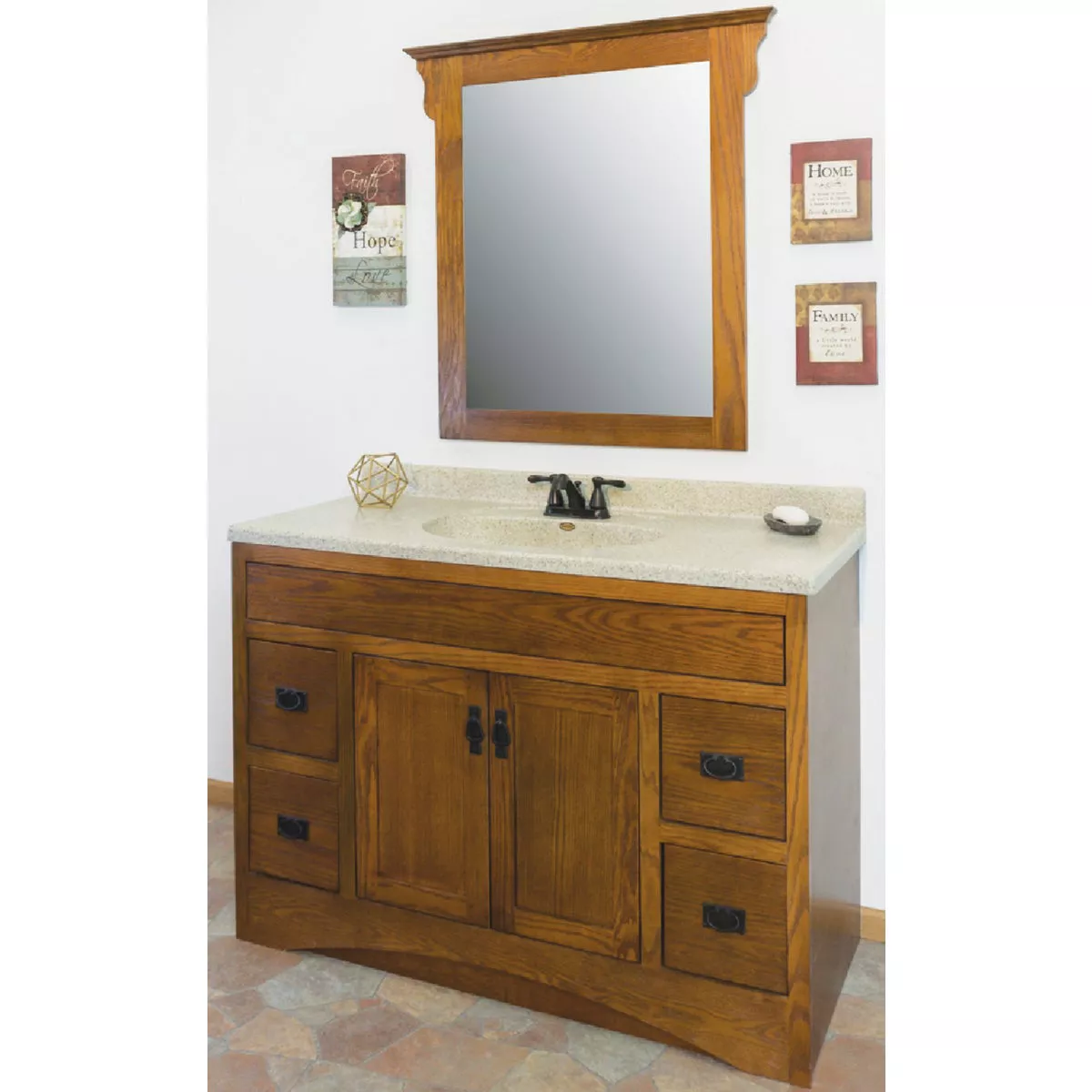 CraftMark Craftsmen Estate Oak 48 In. W x 34 In. H x 21 In. D Vanity Base without Top, 2 Door/4 Drawer - photo 2