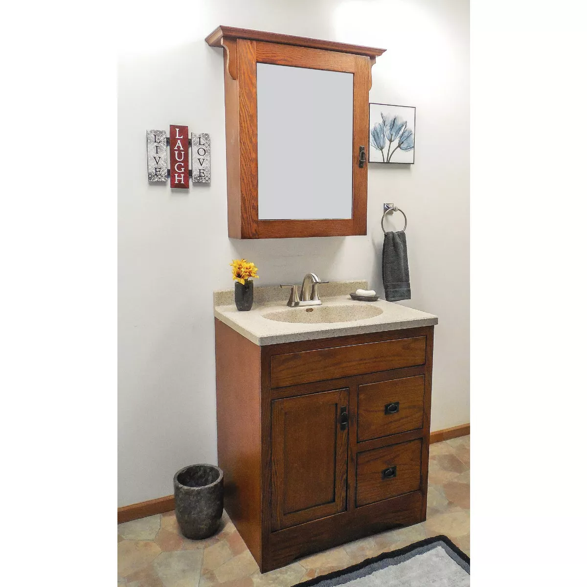 CraftMark Craftsmen Estate American Oak 30 In. W x 32 In. H x 6 In. D Single Mirror Surface Mount Medicine Cabinet - photo 5