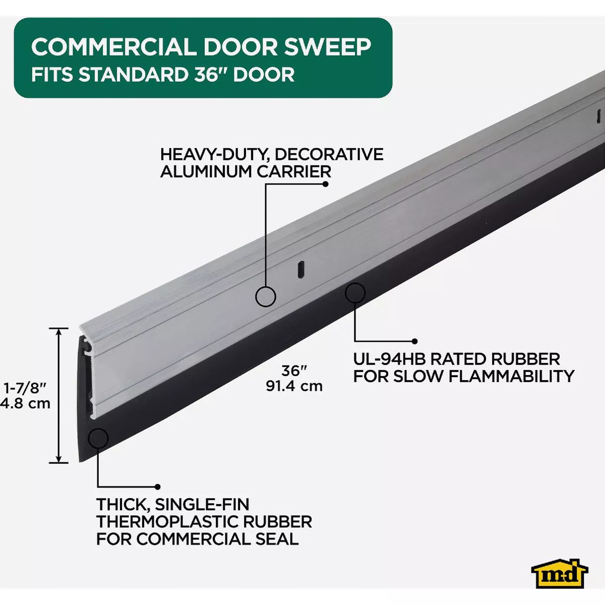 M-D Building Products Ultra 0.25 In. 36 In. Silver Door Sweep - photo 3