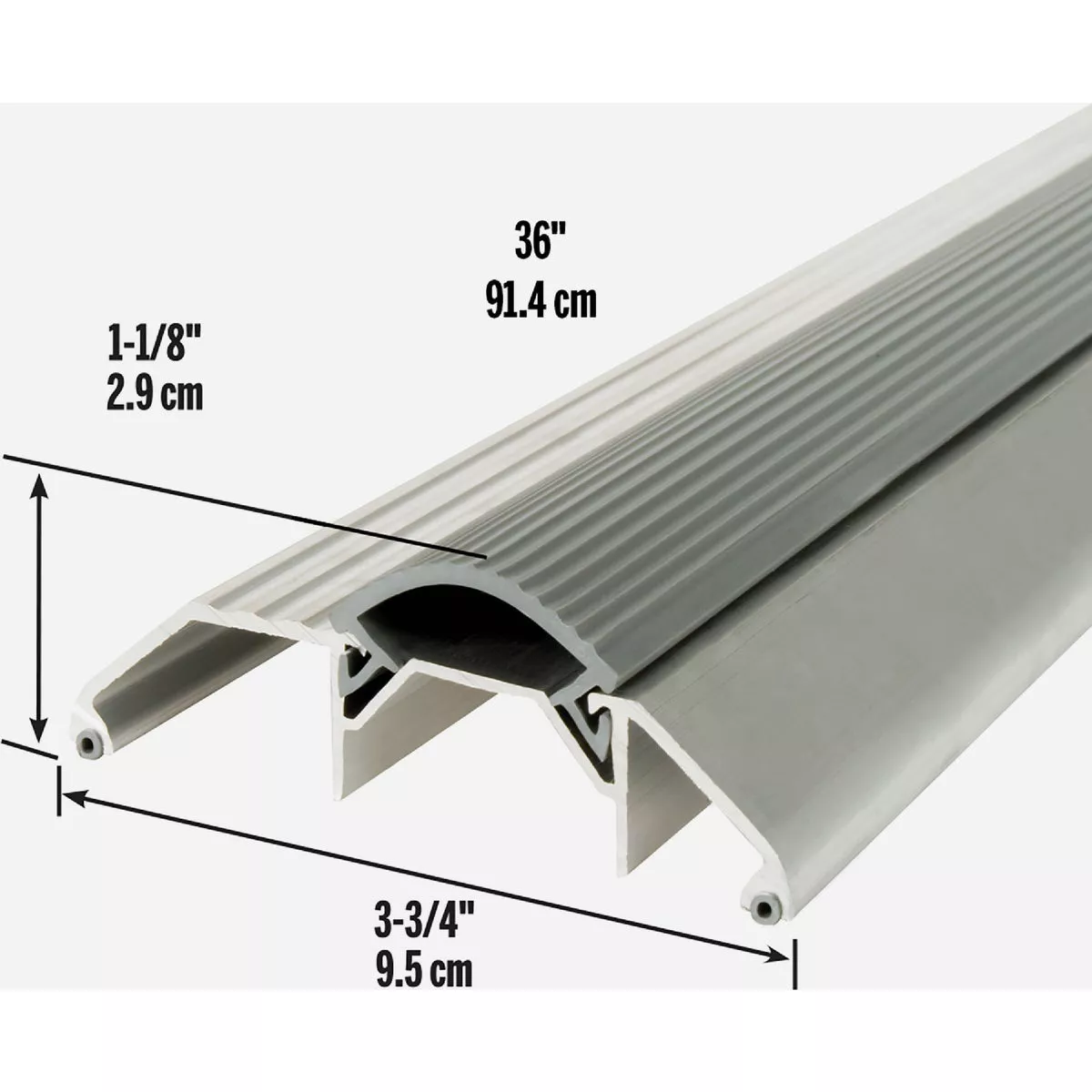 M-D Building Products 3-3/4 In. x 1-1/8 In. x 32 In. Silver Aluminum and Vinyl Heavy-Duty High-Profile Threshold - photo 4