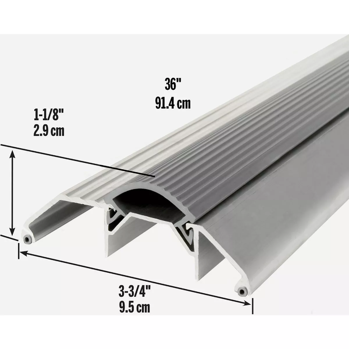 M-D Building Products 3-3/4 In. x 1-1/8 In. x 36 In. Silver Aluminum and Vinyl Heavy-Duty High-Profile Threshold - photo 5