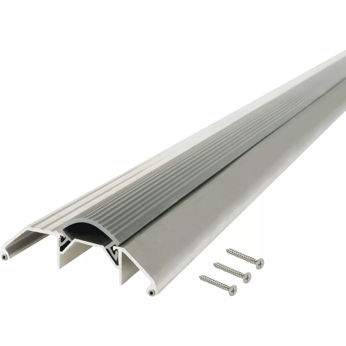 M-D Building Products 3-3/4 In. x 1-1/8 In. x 36 In. Silver Aluminum and Vinyl Heavy-Duty High-Profile Threshold - photo 4