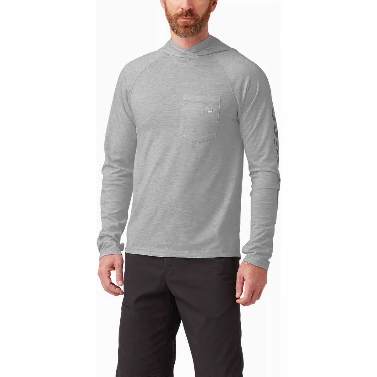 Dickies Men's Medium Ash Gray Cooling Performance Long Sleeve Hooded Sun Shirt