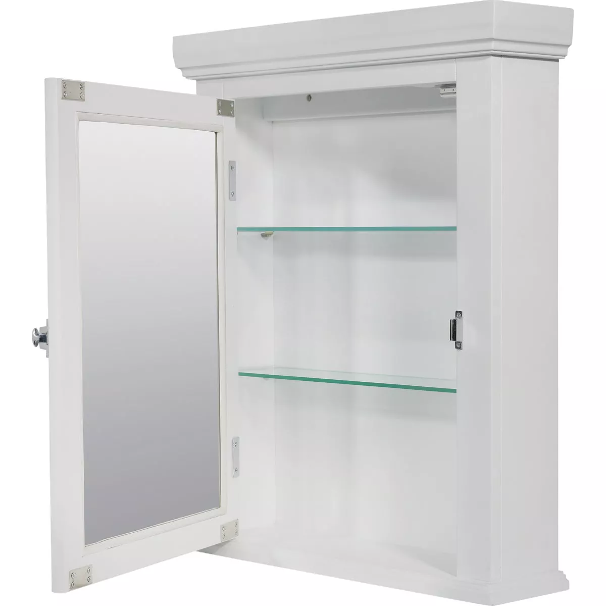 Zenith American White 22.25 In. W x 27.25 In. H x 5.75 In. D Single Mirror Surface Mount Crown Pediment Medicine Cabinet - photo 2