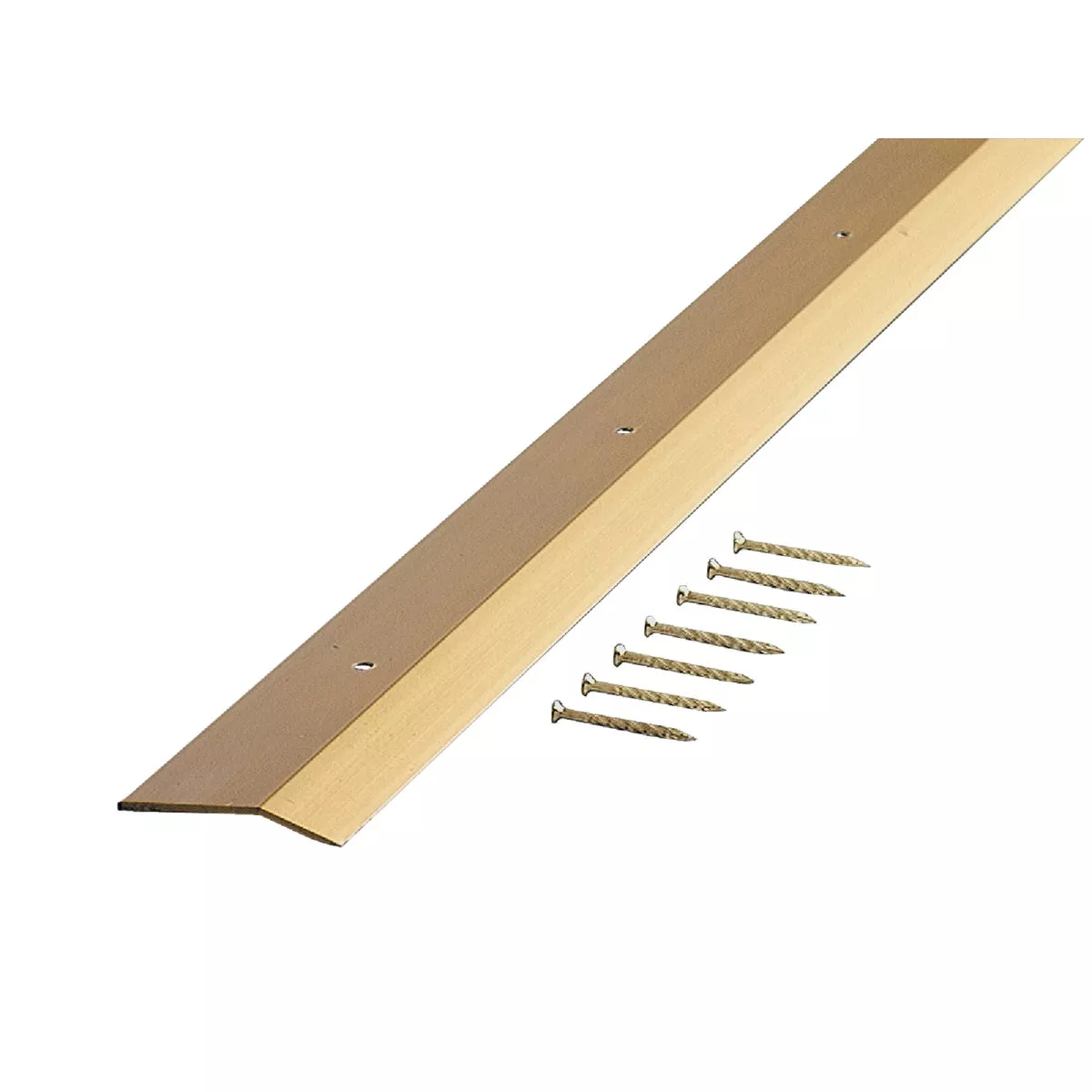 MD 2 In. x 72 In. Satin Brass Aluminum Carpet Trim with Screw Nails