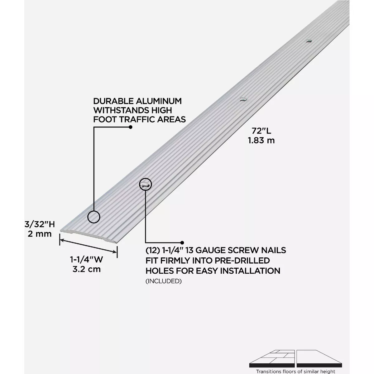 M-D Building Products 1-1/4 In. x 72 In. Silver Aluminum Seam Binder with Screw Nails - photo 5