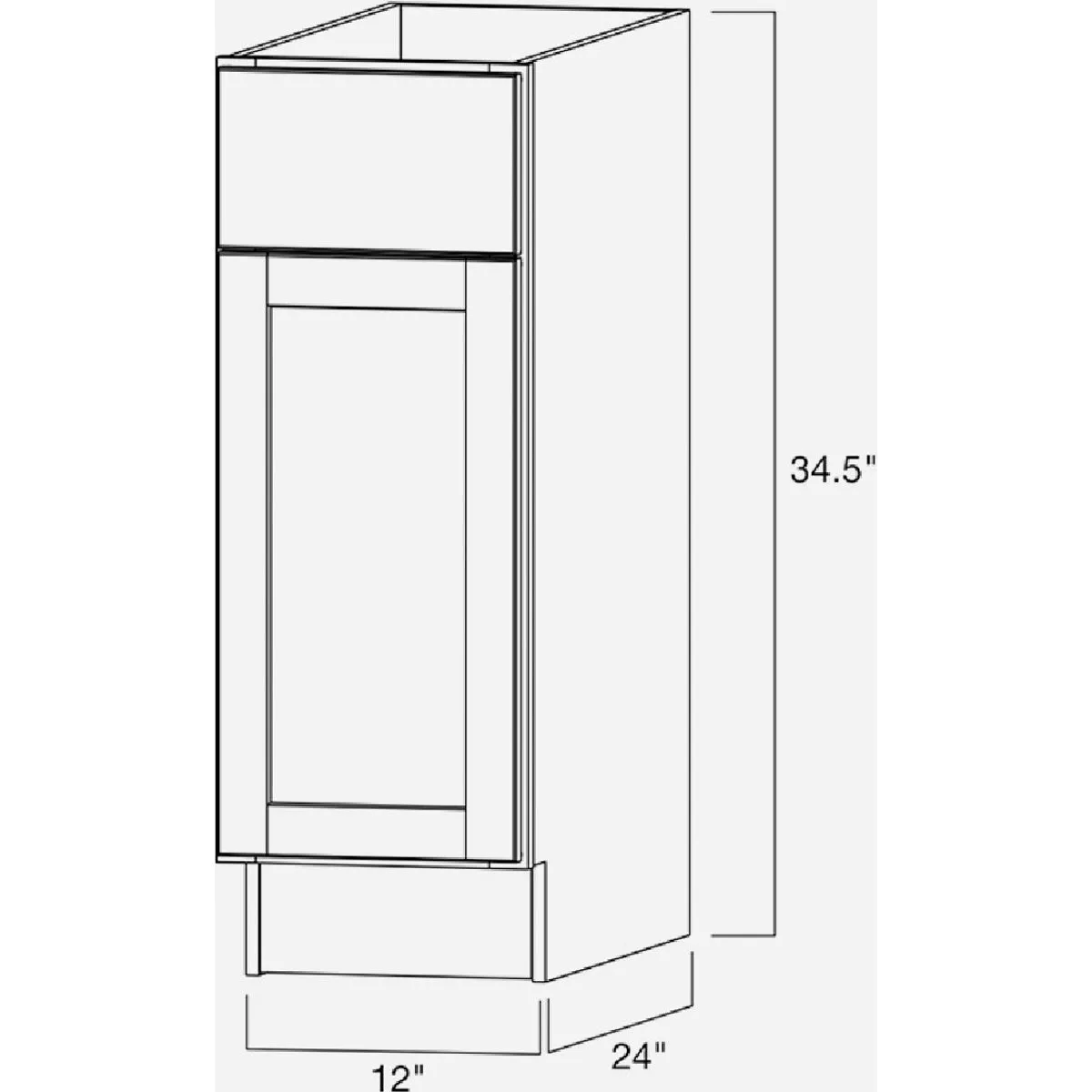 Continental Cabinets Andover Shaker 12 In. W x 24 In. D x 34 In. H White Thermofoil Base Kitchen Cabinet - photo 3