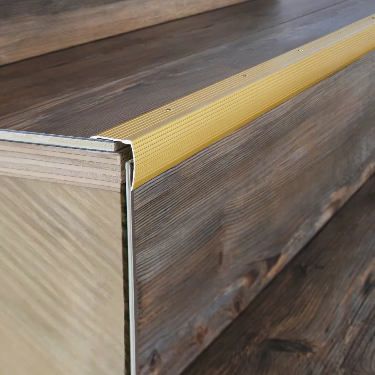 M-D Building Products 1-1/8 In. X 1-1/8 In. X 36 In. Satin Brass Aluminum Stair Edging w/ Screw Nails - photo 5