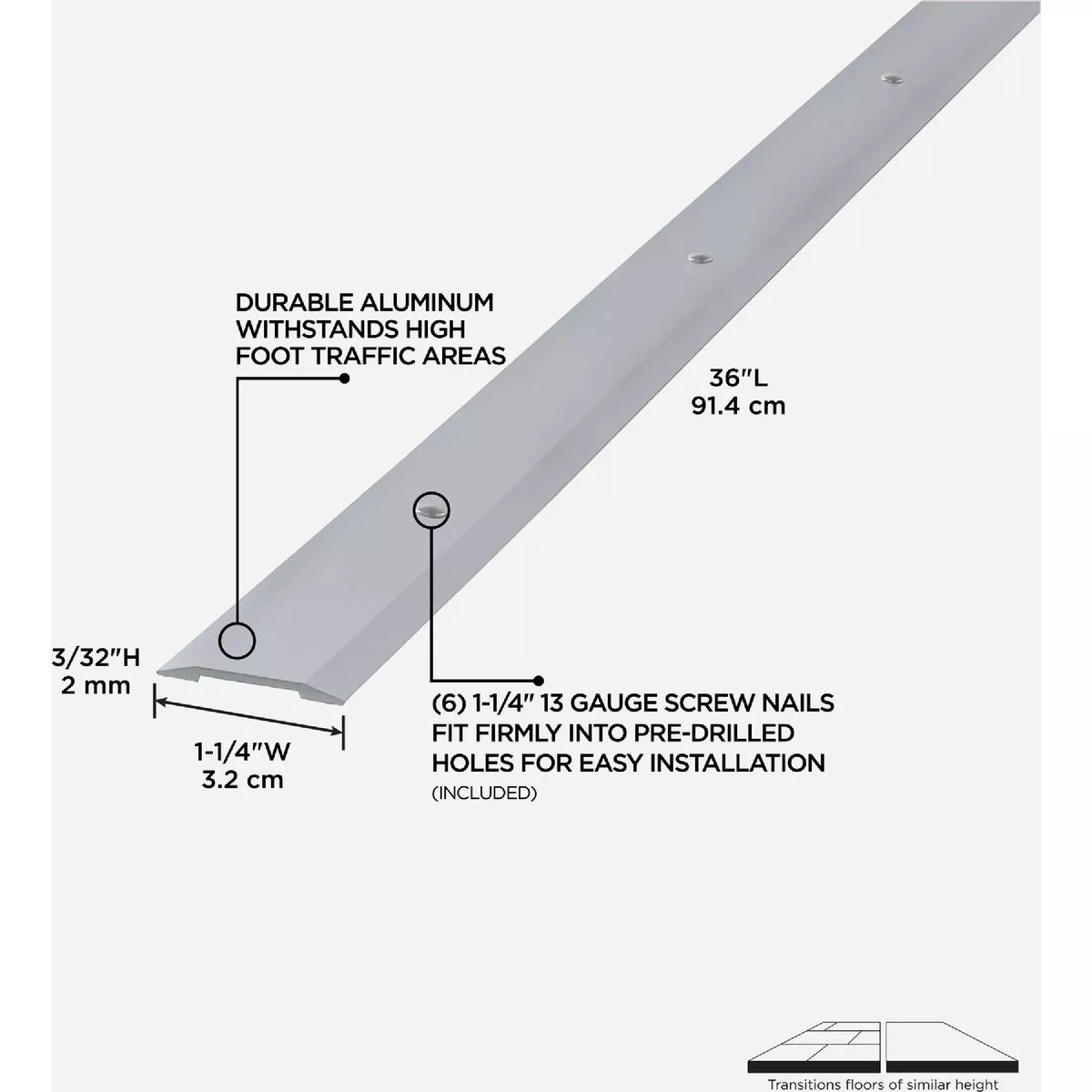 M-D Building Products 1-1/4 In. x 36 In. Polished Aluminum Seam Binder with Screw Nails - photo 4