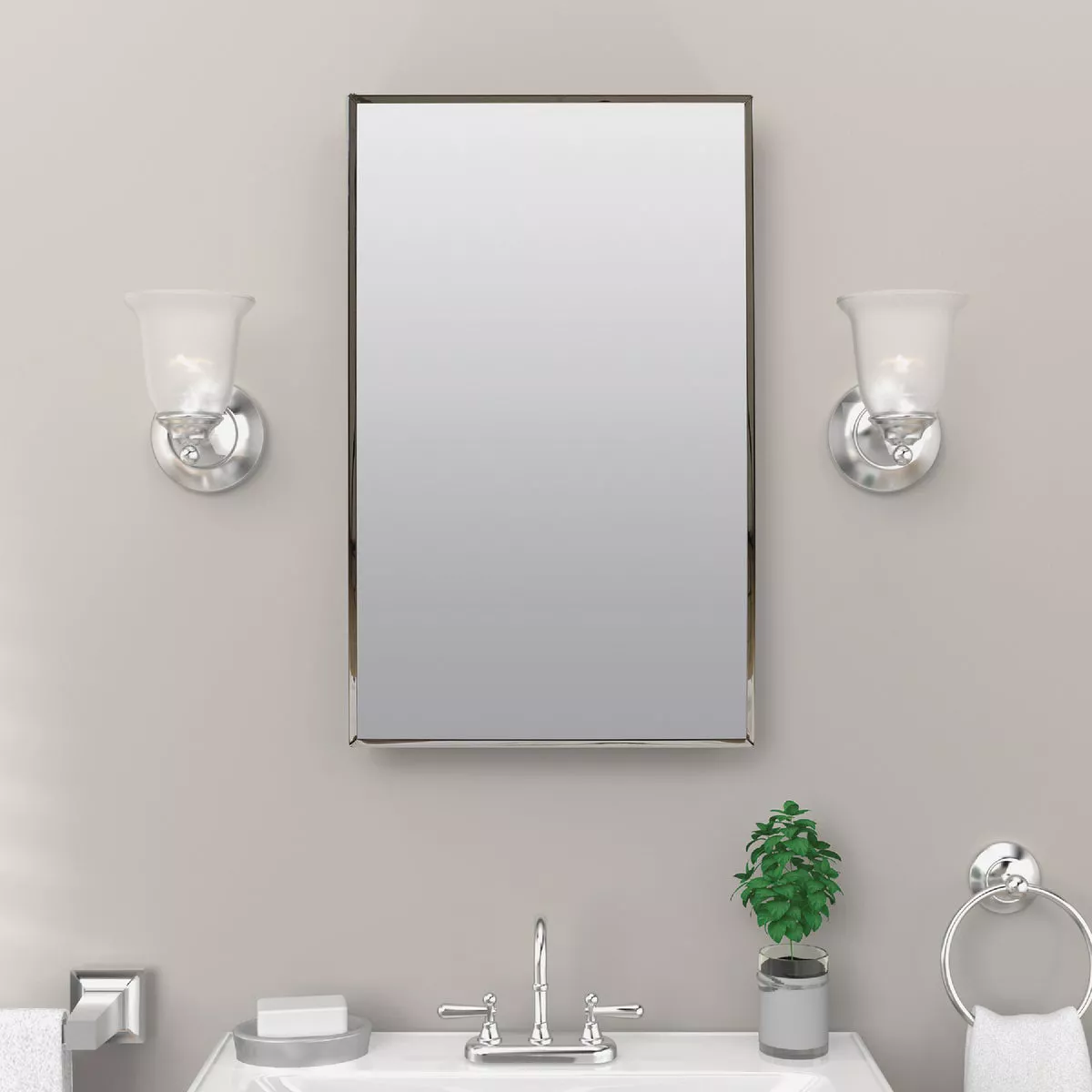 Zenith Stainless Steel 16.13 in W x 26.13 in H x 4.5 in D Single Mirror Surface/Recess Mount Medicine Cabinet - photo 3