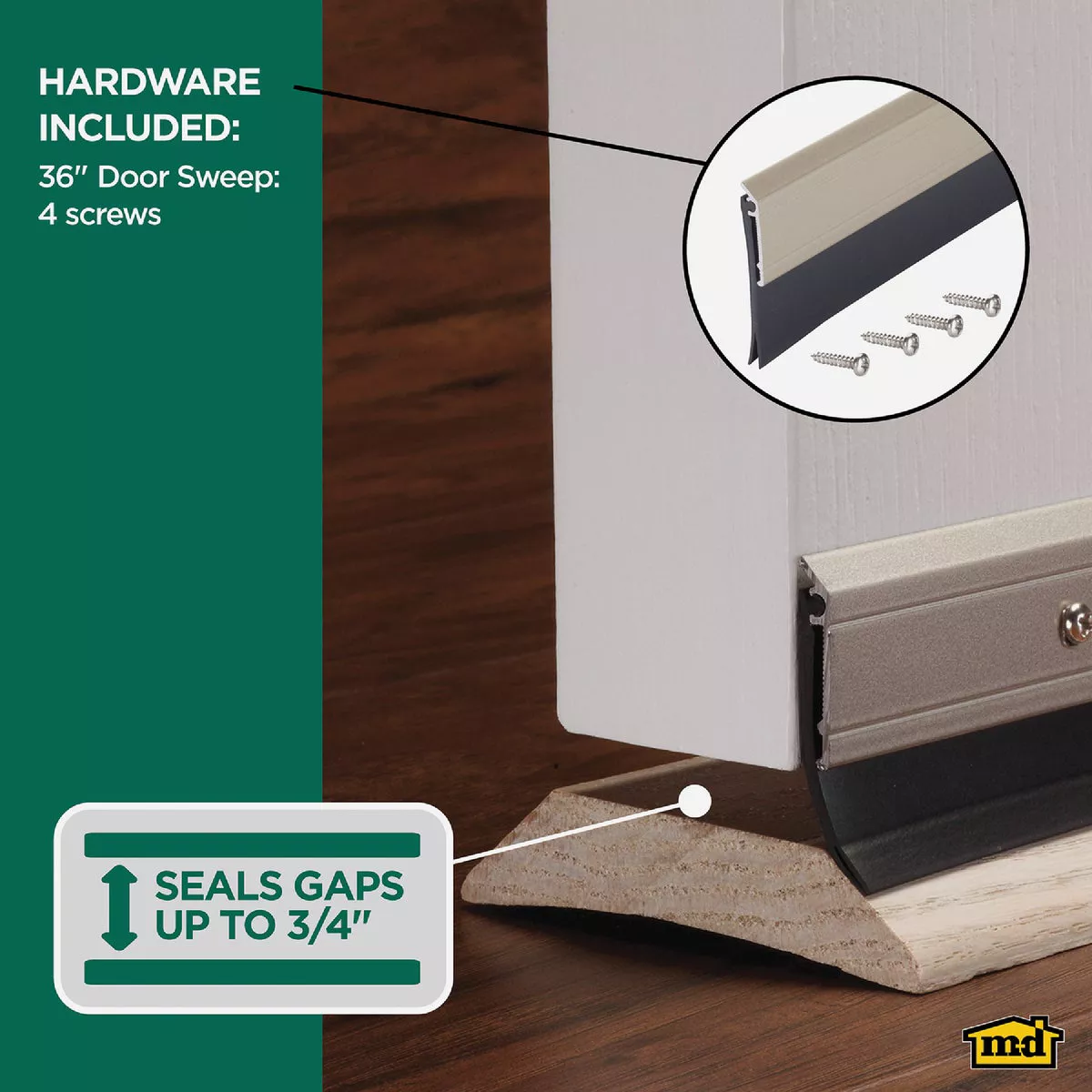 M-D Building Products 0.25 In. 36 In. Satin Nickel Door Sweep - photo 8