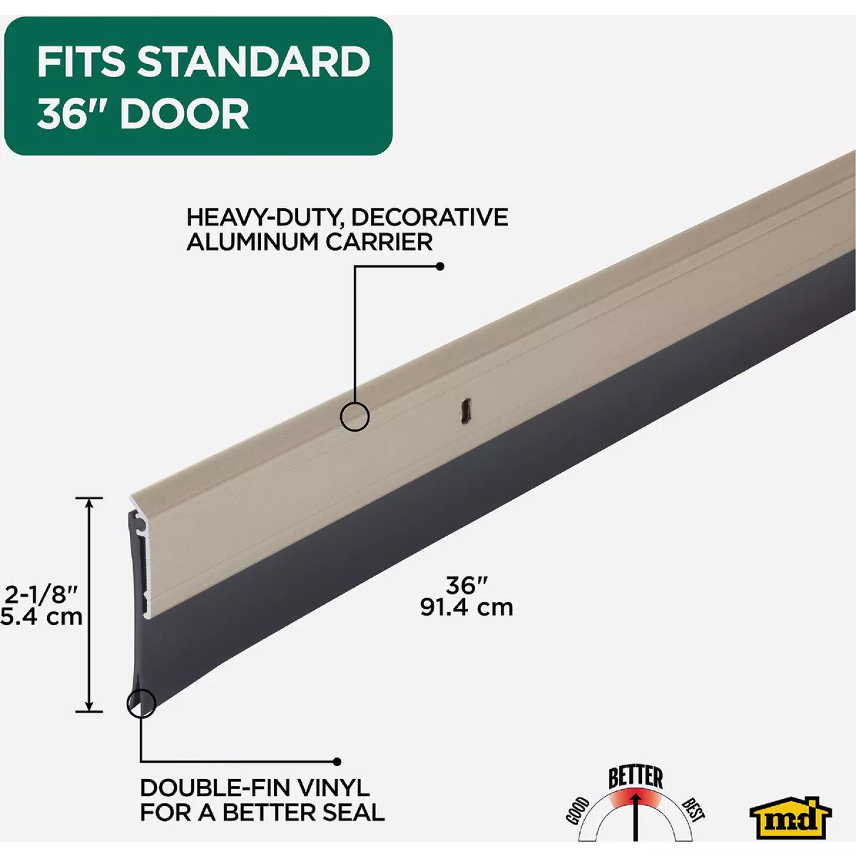 M-D Building Products 0.25 In. 36 In. Satin Nickel Door Sweep - photo 9