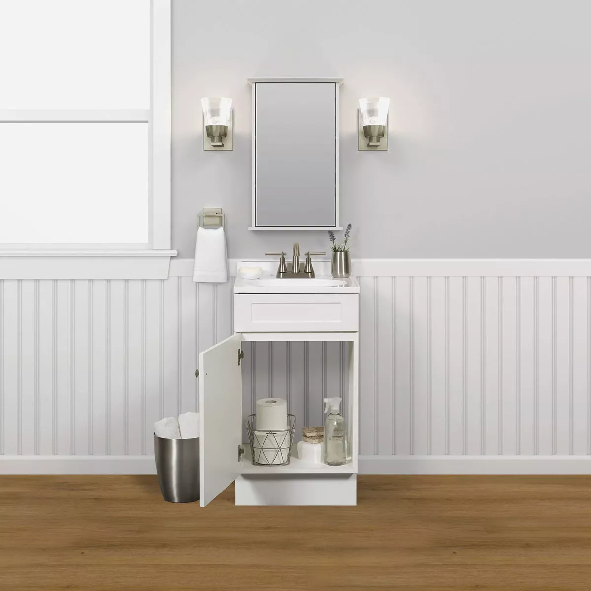 Zenith Zenna Home White 18 In. W x 35 In. H x 16 In. D Vanity with White Cultured Marble Top - photo 5