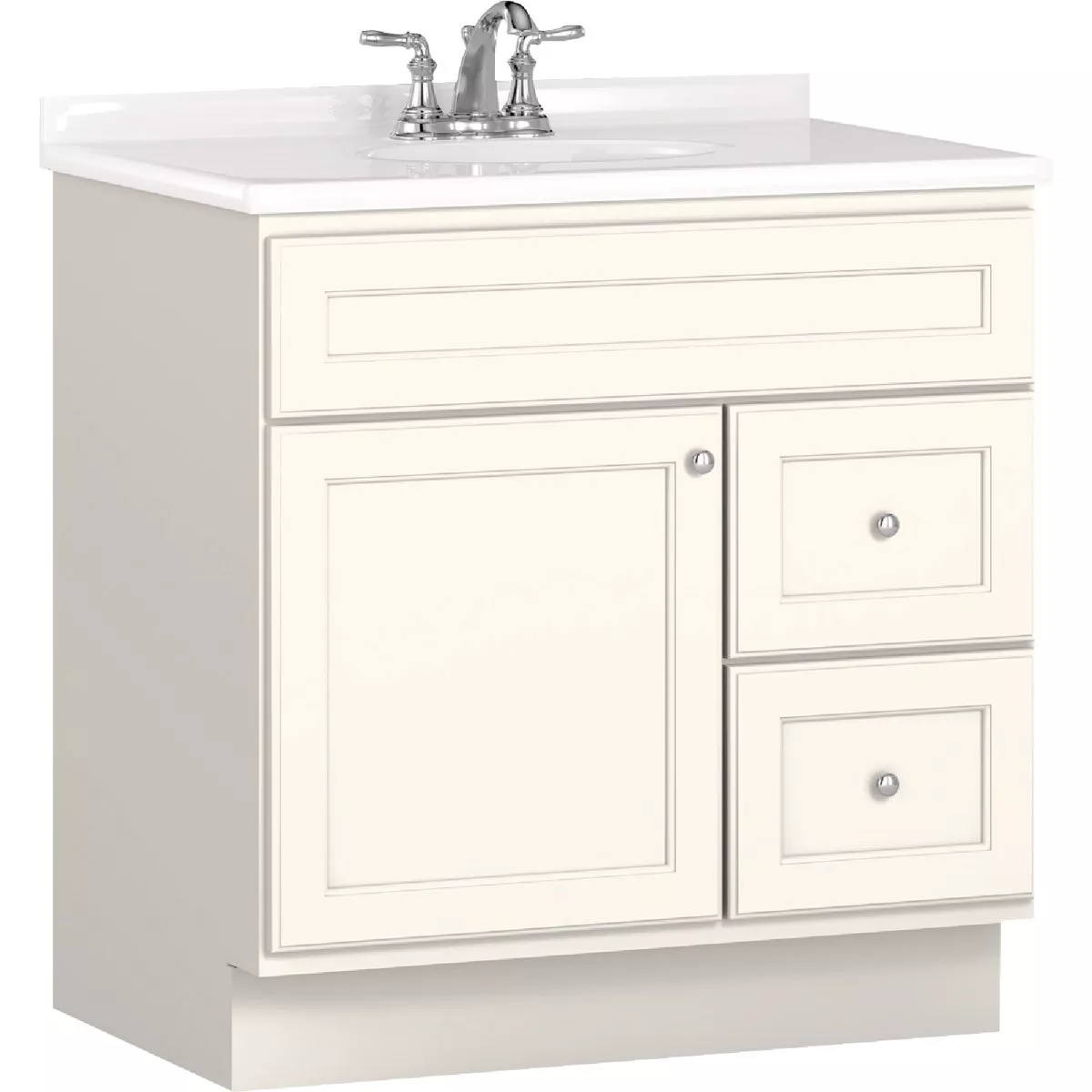 Bertch Northbrook 30 In. W x 34-1/2 In. H x 21 In. D White Vanity Base without Top, 2 Door/2 Drawer