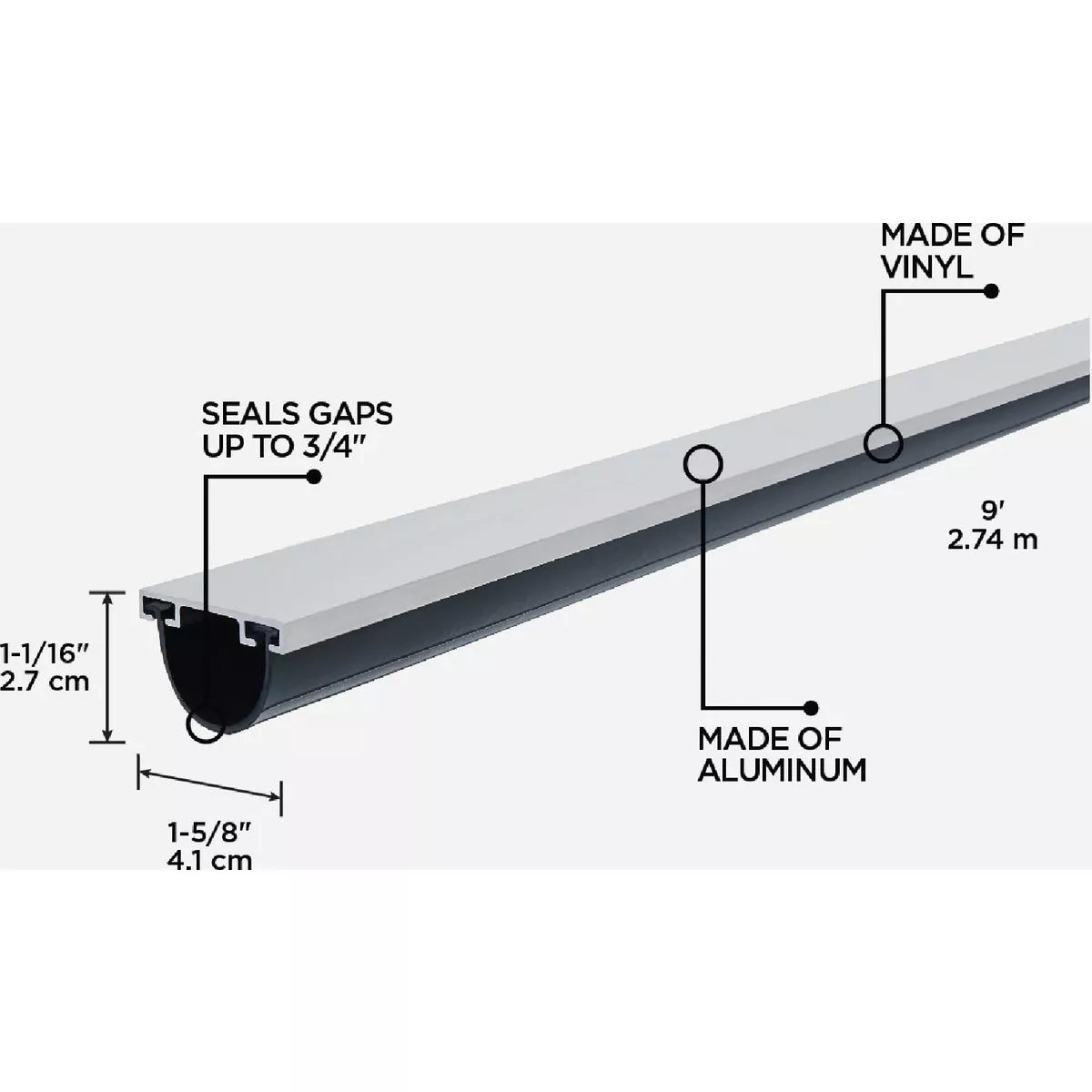 M-D Building Products 9 Ft. Black Aluminum and Vinyl Garage Door Bottom Seal - photo 5