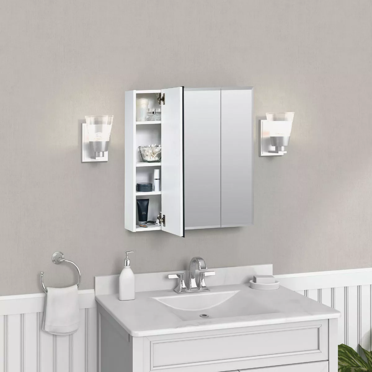 Zenith Frameless Beveled 23-5/8 In. W x 25-1/2 In. H x 4-1/2 In. D Tri-View Surface Mount Medicine Cabinet - photo 4