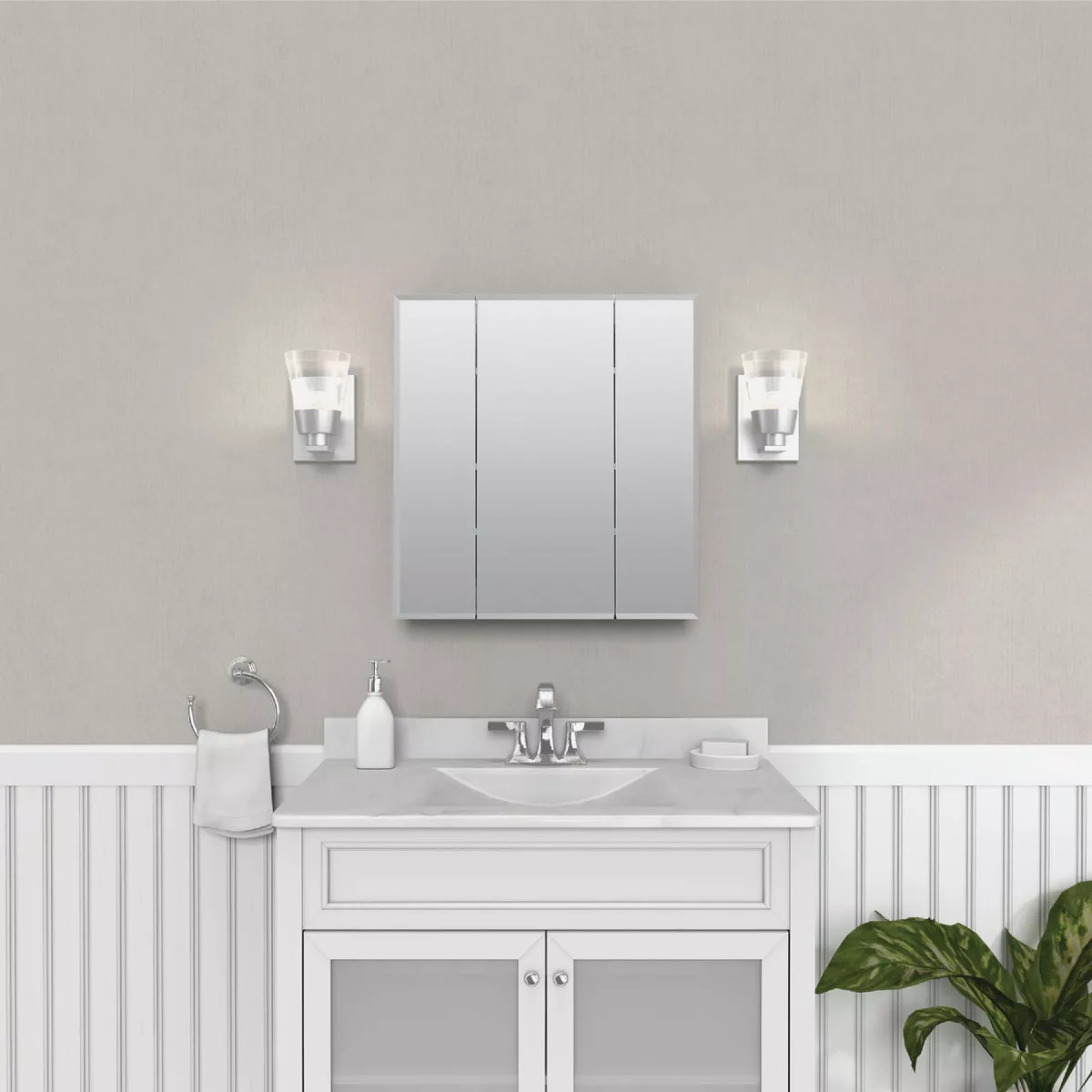 Zenith Frameless Beveled 23-5/8 In. W x 25-1/2 In. H x 4-1/2 In. D Tri-View Surface Mount Medicine Cabinet - photo 3