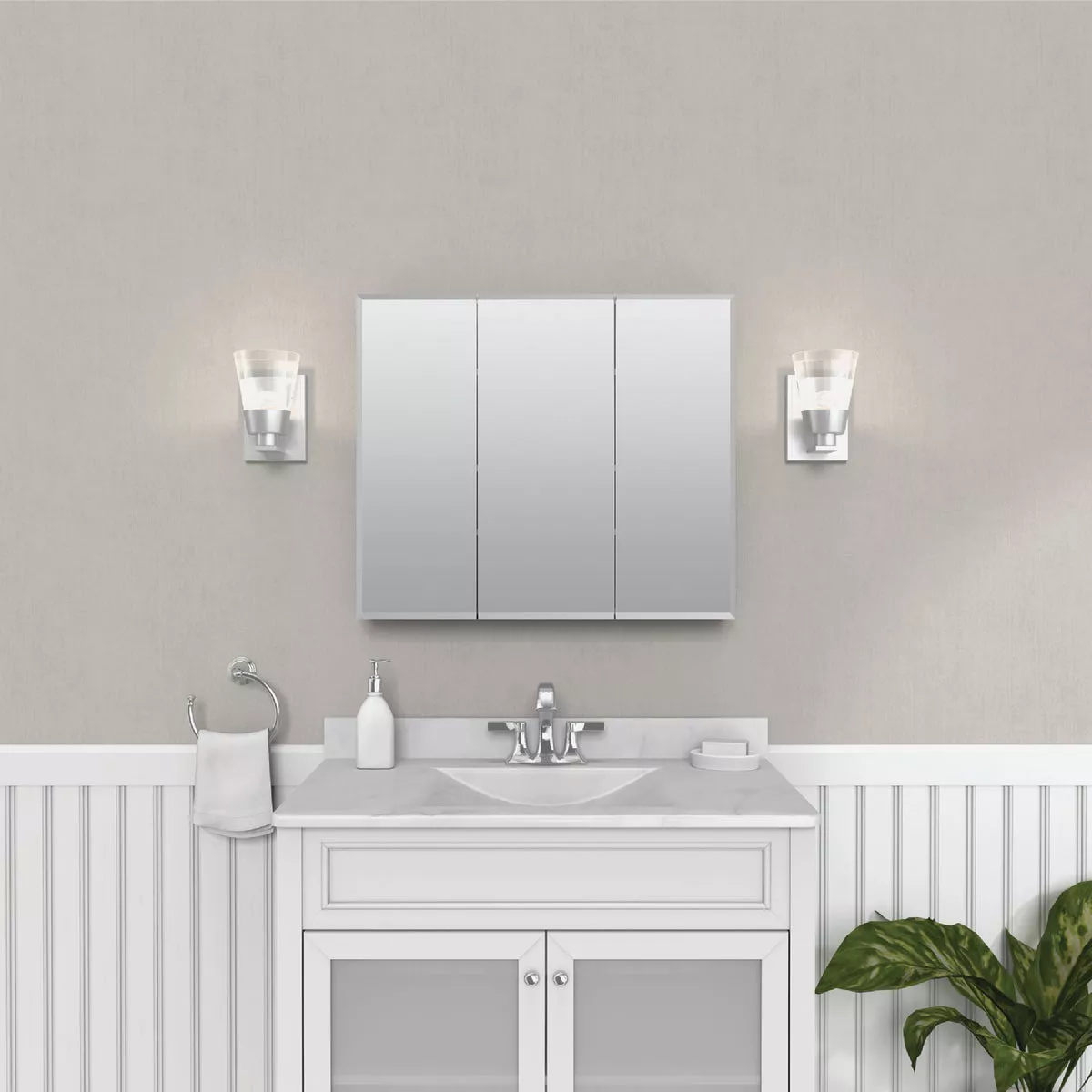 Zenith Frameless Beveled 29-5/8 In. W x 25-3/8 In. H x 4-1/2 In. D Tri-View Surface Mount Medicine Cabinet - photo 3