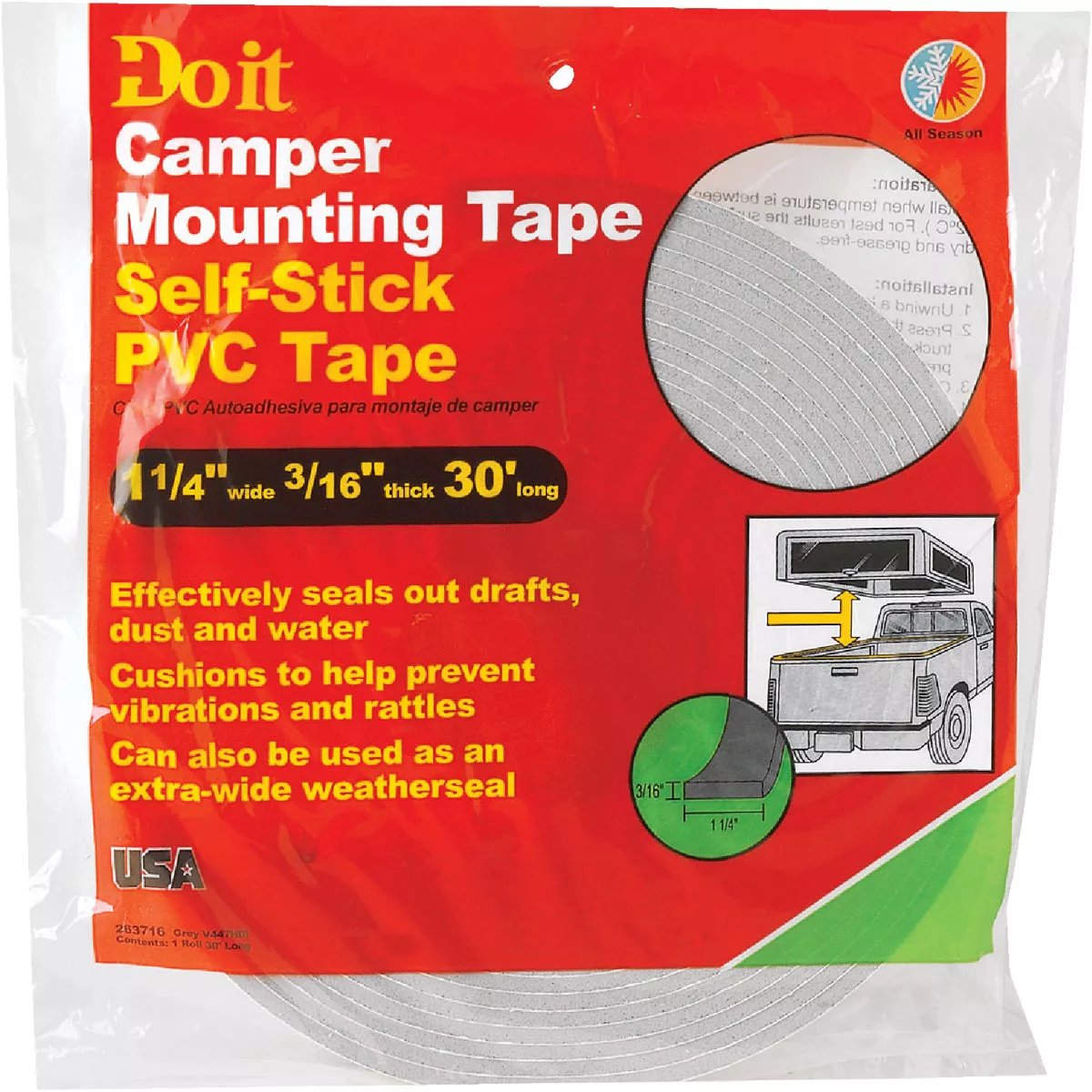 Do it 1-1/4 In. x 30 Ft. x 3/16 In. Thick Camper Seal Tape - photo 2
