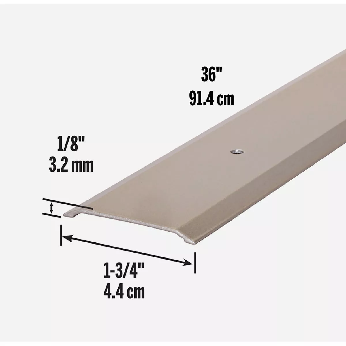 M-D Building Products 1-3/4 In. x 1/8 In. x 36 In. Satin Nickel Aluminum Flat Profile Threshold for Interior Doorways - photo 4