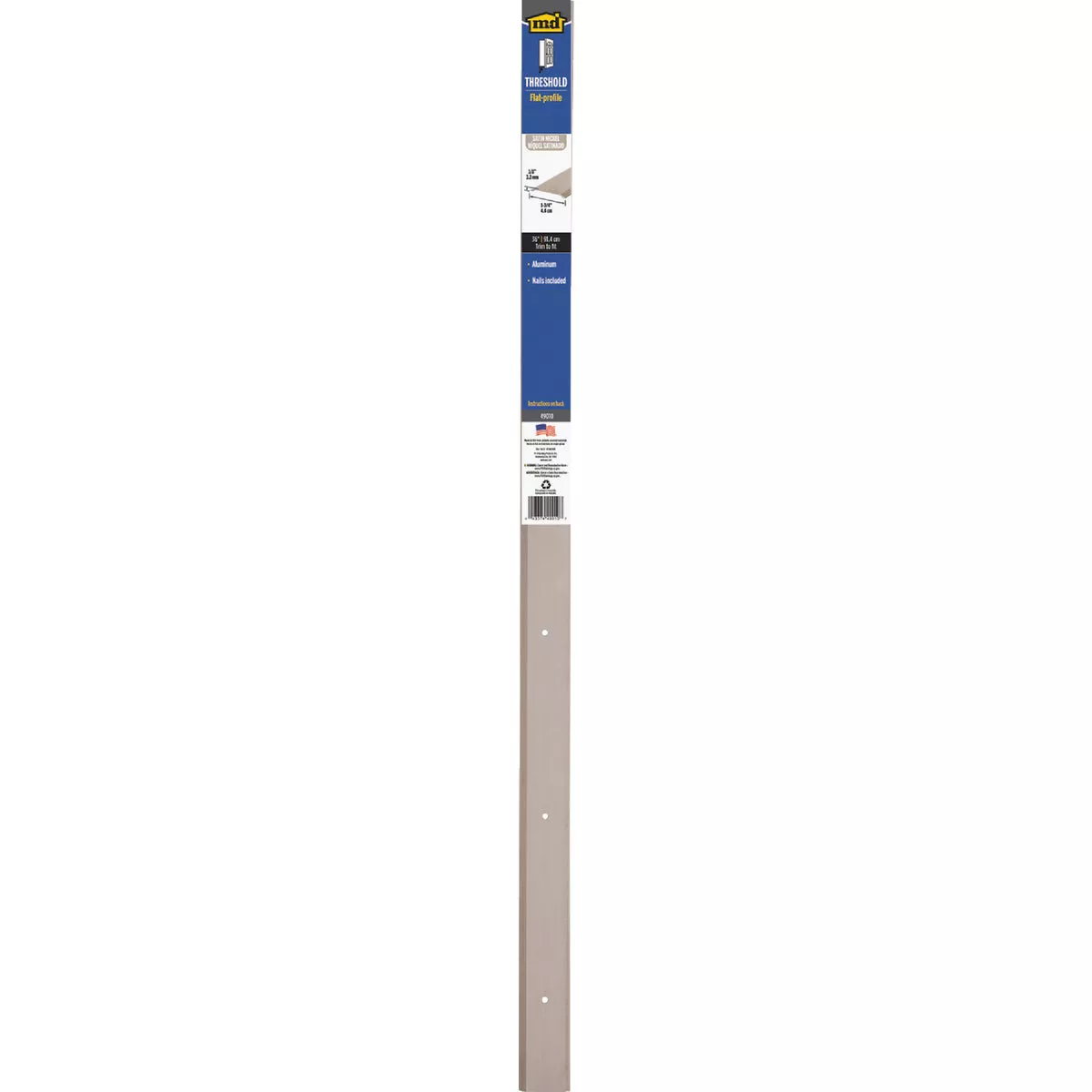 M-D Building Products 1-3/4 In. x 1/8 In. x 36 In. Satin Nickel Aluminum Flat Profile Threshold for Interior Doorways - photo 2