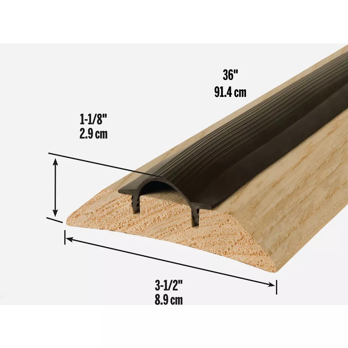 M-D Building Products 3-1/2 In. x 1-1/8 In. x 36 In. Natural Hardwood and Vinyl Low-Profile Threshold - photo 3