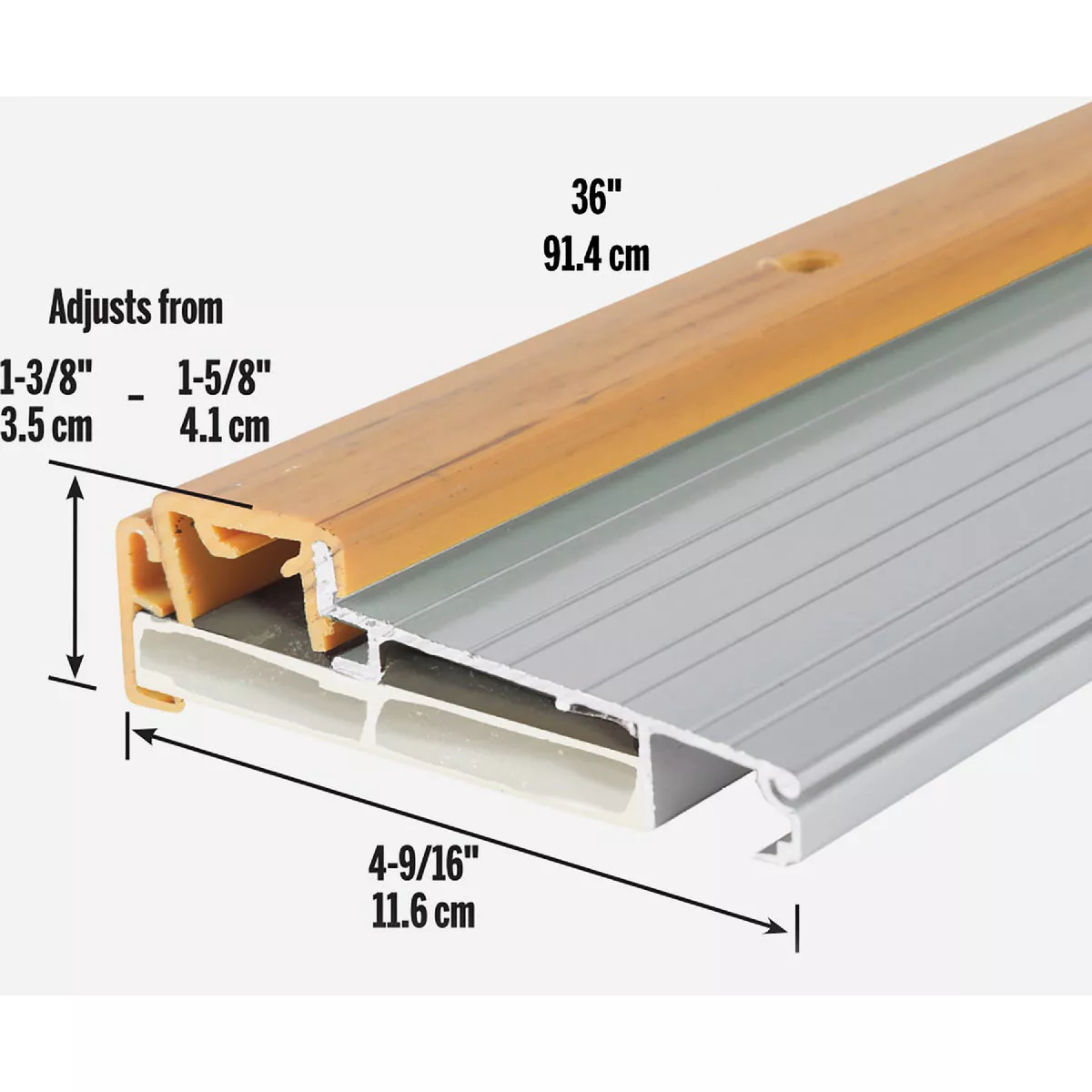 M-D Building Products 4-9/16 In. x 1-3/8 In. x 36 In. Silver Adjustable Aluminum Thermal Break Threshold - photo 4