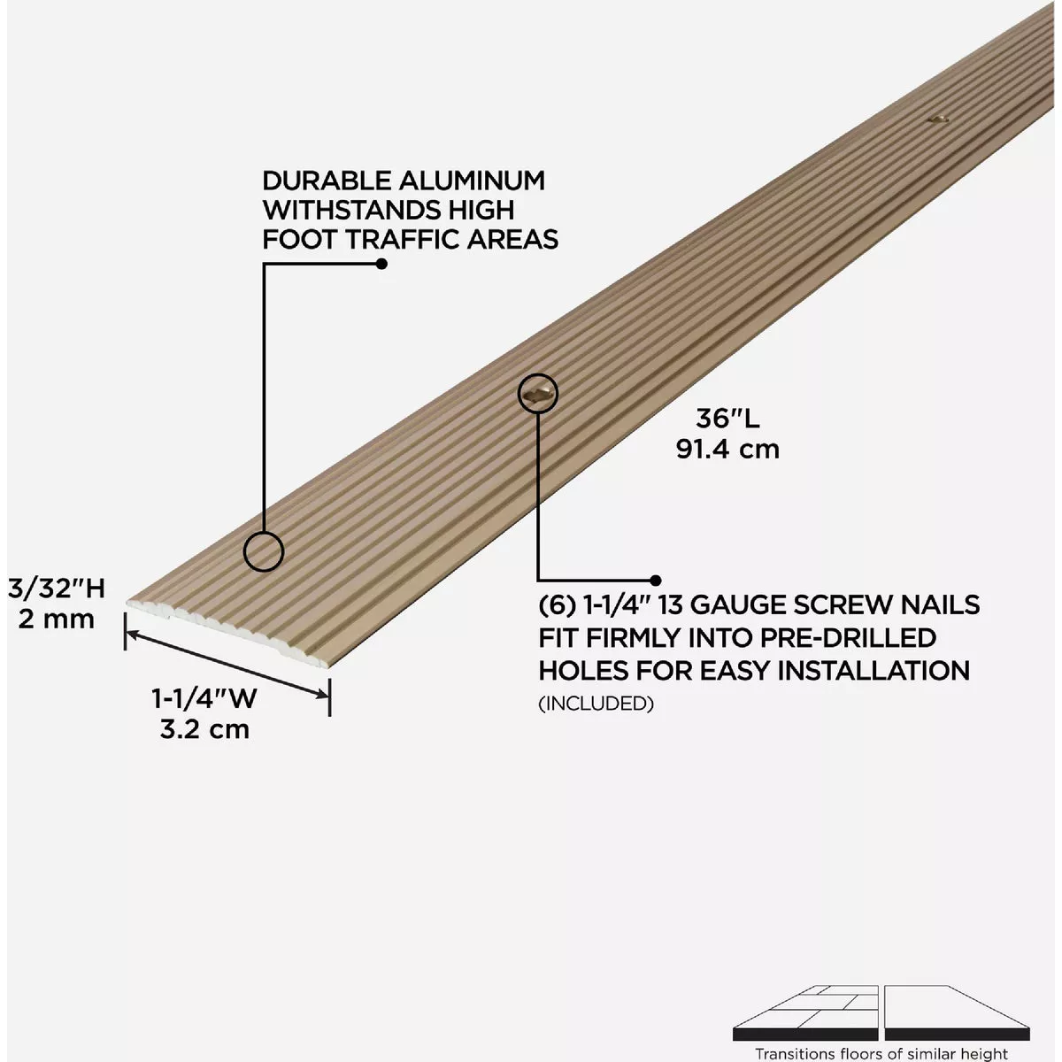M-D Building Products 1-1/4 In. x 36 In. Pewter Aluminum Seam Binder with Screw Nails - photo 4