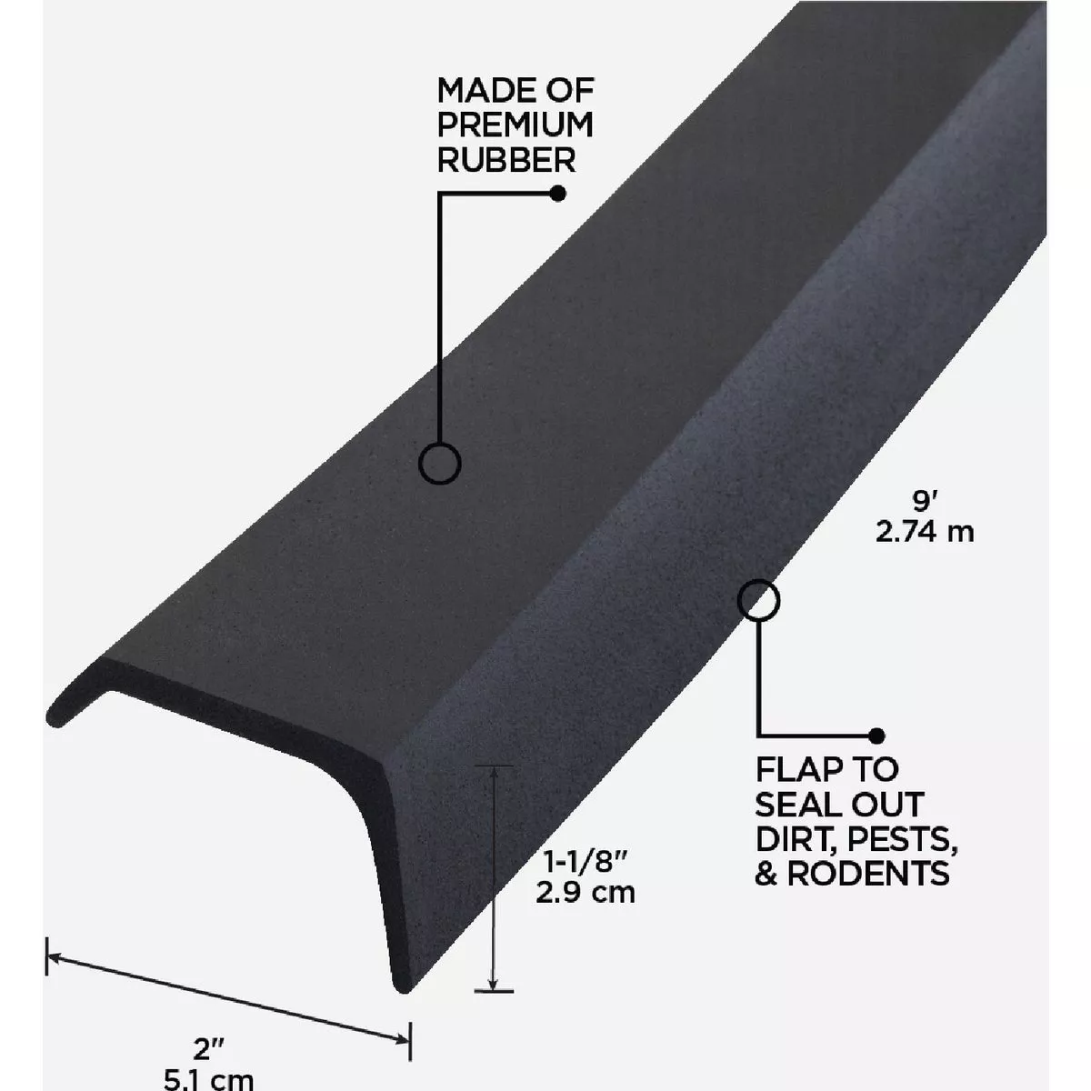 M-D Building Products 9 Ft. Black Rubber Garage Door Bottom Seal - photo 3