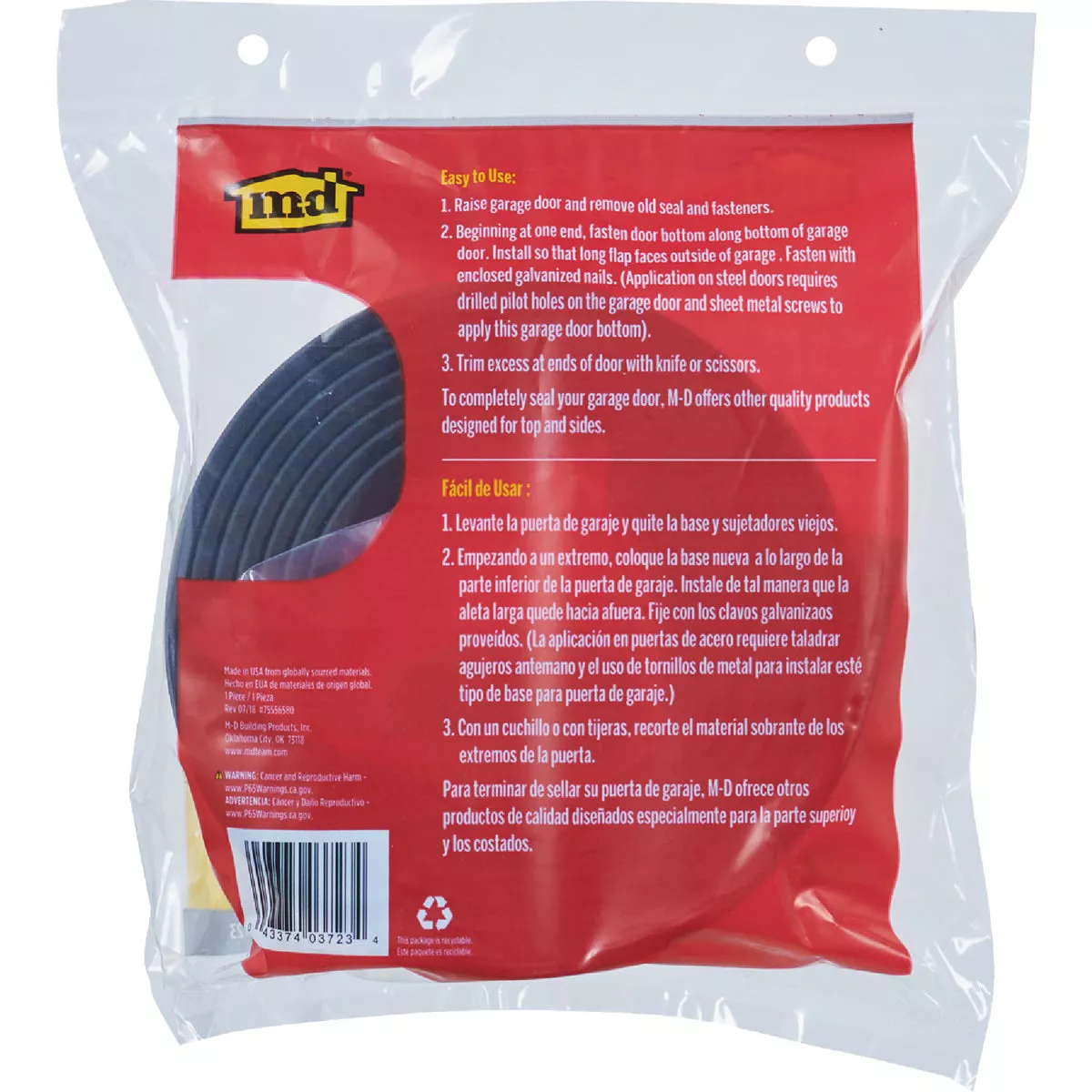 M-D Building Products 9 Ft. Black Rubber Garage Door Bottom Seal - photo 6