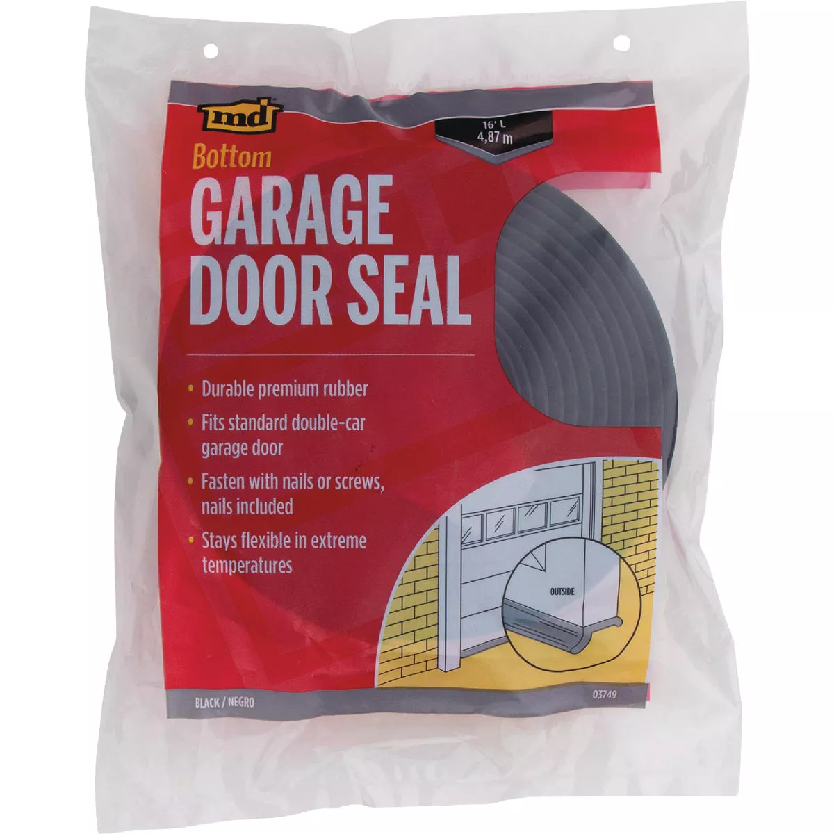 M-D Building Products 16 Ft. Black Rubber Garage Door Bottom Seal - photo 2