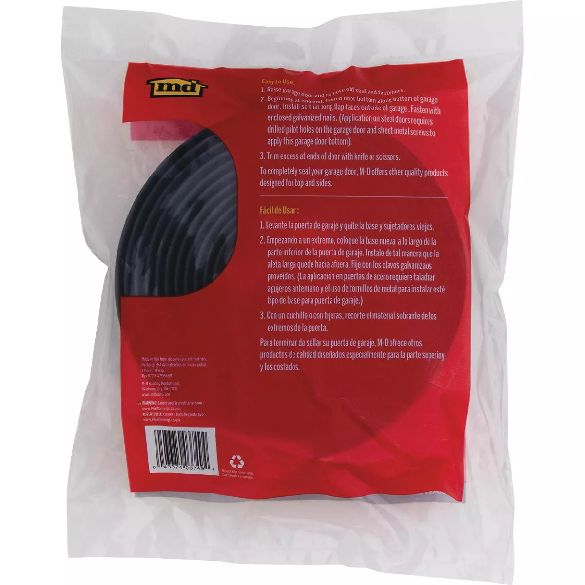 M-D Building Products 16 Ft. Black Rubber Garage Door Bottom Seal - photo 3