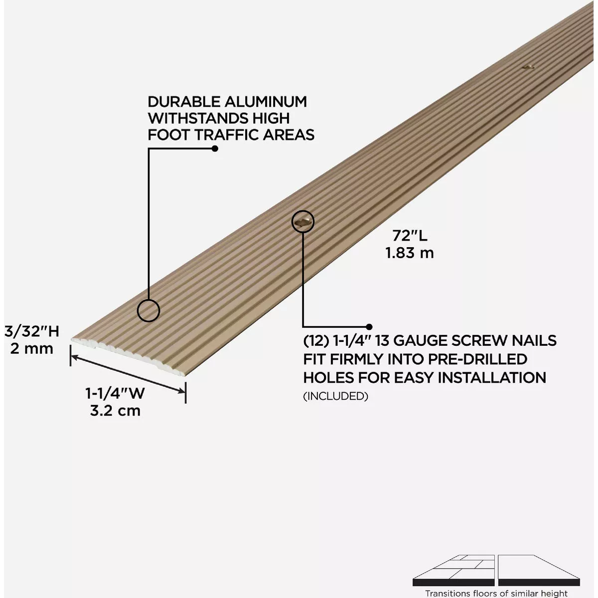 M-D Building Products 1-1/4 In. x 72 In. Pewter Aluminum Seam Binder with Screw Nails - photo 4