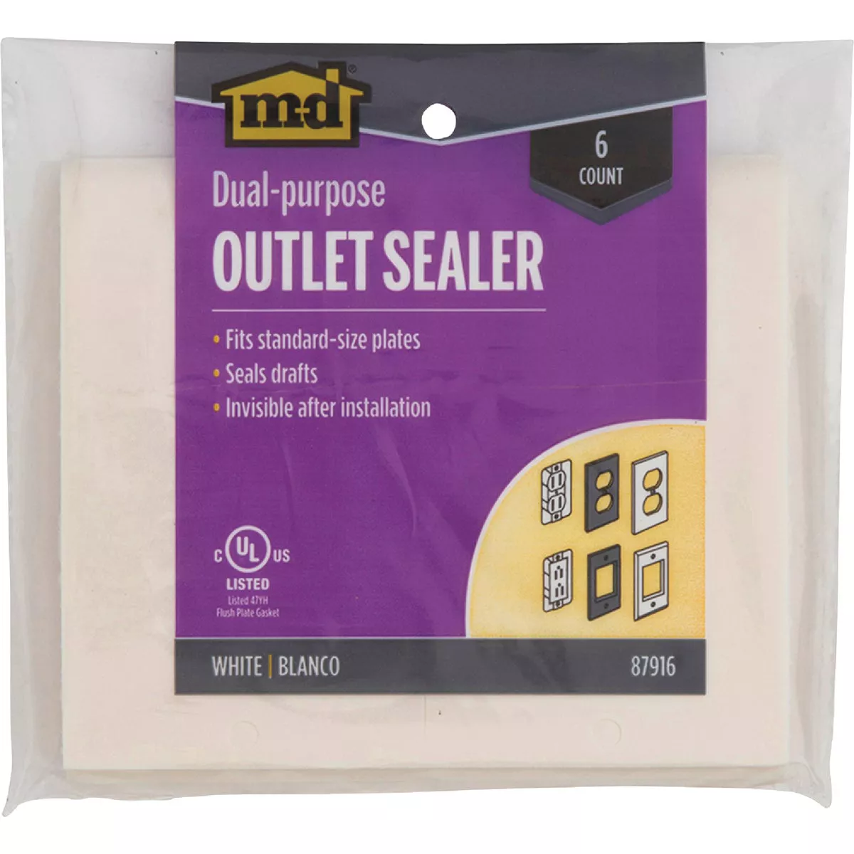 M-D Building Products White Outlet Sealers for Standard & GFCI Outlets, (6-Pack) - photo 5