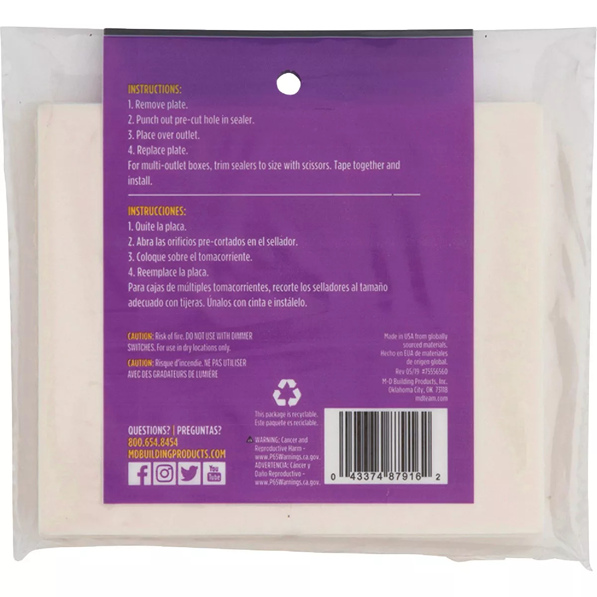 M-D Building Products White Outlet Sealers for Standard & GFCI Outlets, (6-Pack) - photo 4