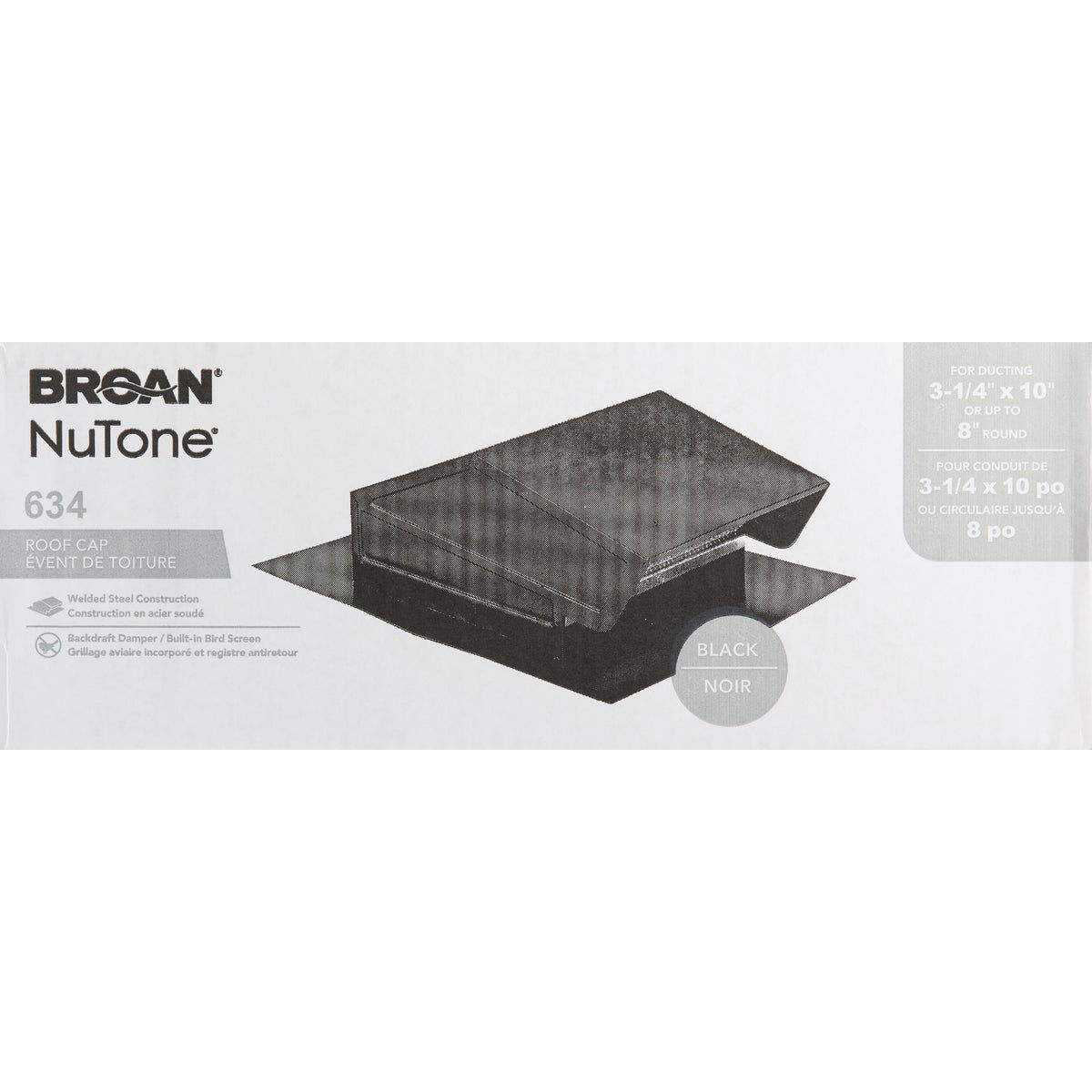 BroanNutone 8 In. Black Steel Back Draft Damper Roof Vent Cap Do it Best