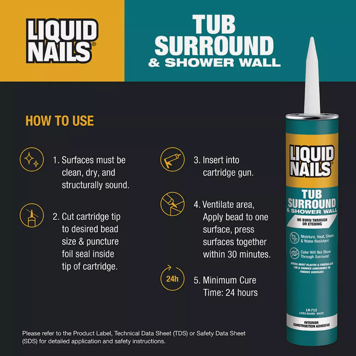 Liquid Nails VOC 10 Oz. Tub Surround & Shower Wall Adhesive - photo 3