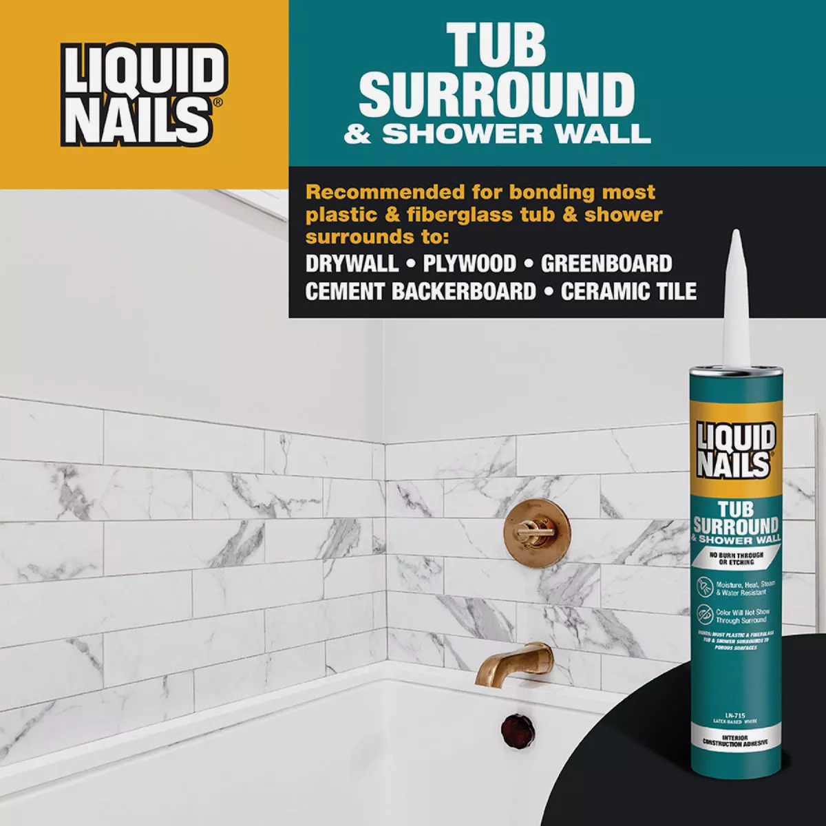 Liquid Nails VOC 10 Oz. Tub Surround & Shower Wall Adhesive - photo 5