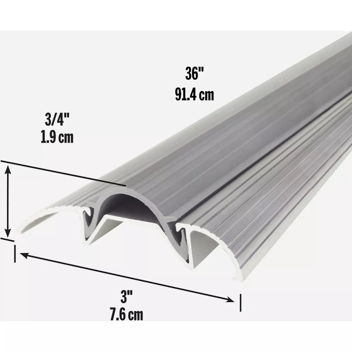 M-D Building Products 3 In. x 3/4 In. x 36 In. Silver Aluminum and Vinyl Economy Low-Profile Threshold - photo 4