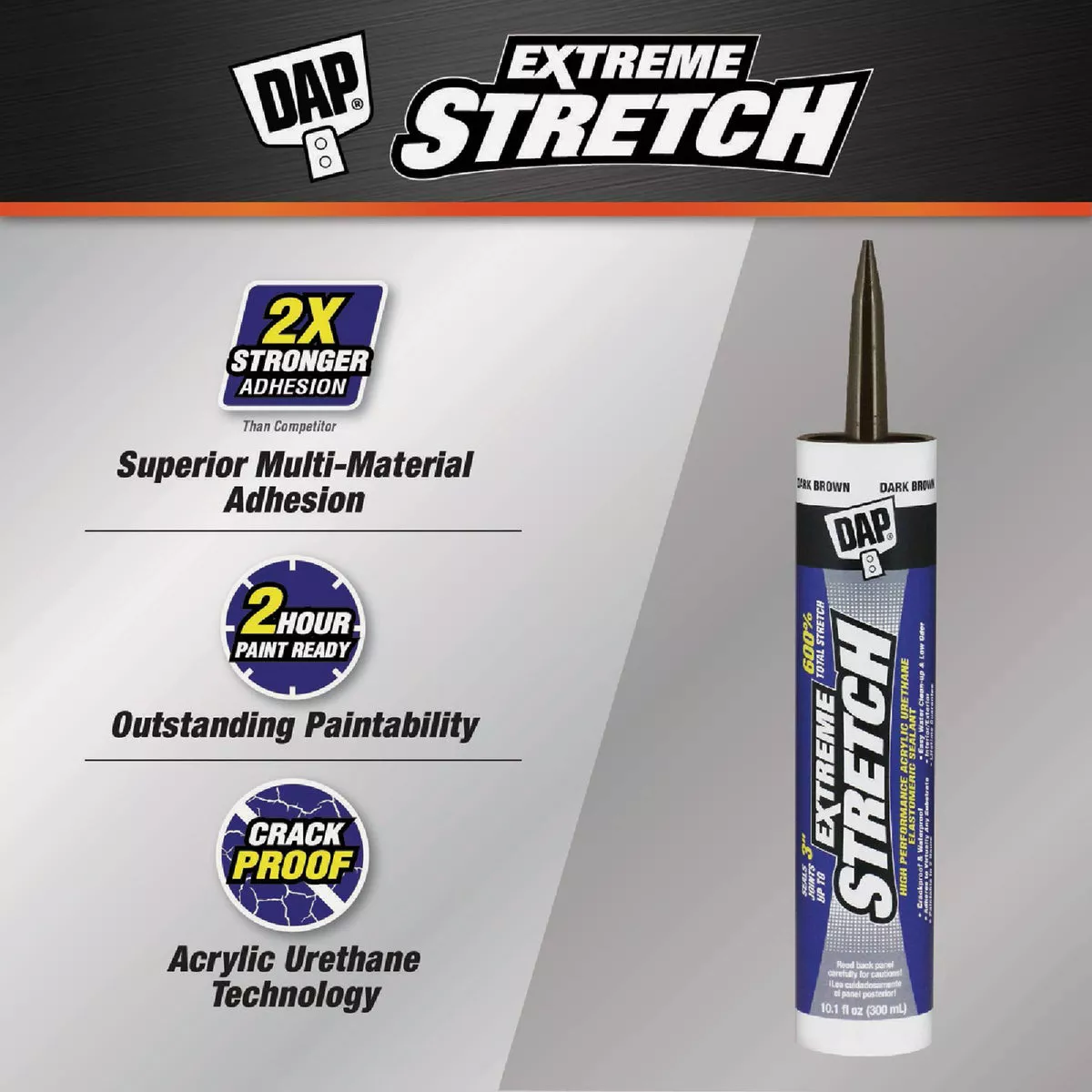 Dap Extreme Stretch 10.1 Oz. Dark Brown Acrylic Urethane Premium Elastomeric Sealant - photo 2