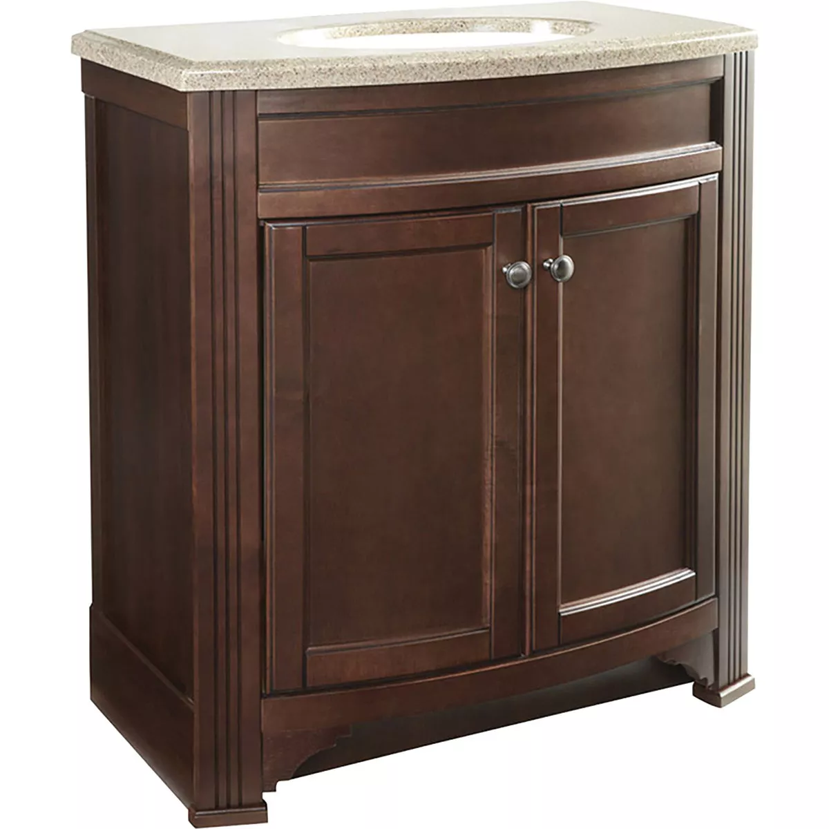 Continental Cabinets Duvall Cafe Black Glaze 30-3/4 In. W x 34-3/4 In. H x 18-1/2 In. D Vanity with Tan/Wht Cultured Marble Top