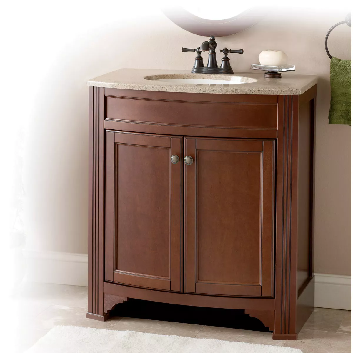 Continental Cabinets Duvall Cafe Black Glaze 30-3/4 In. W x 34-3/4 In. H x 18-1/2 In. D Vanity with Tan/Wht Cultured Marble Top - photo 2