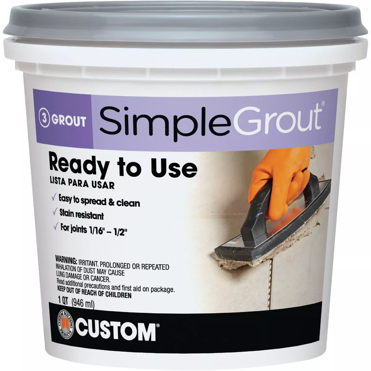Custom Building Products Simplegrout Quart Earth Pre-Mixed Tile Grout