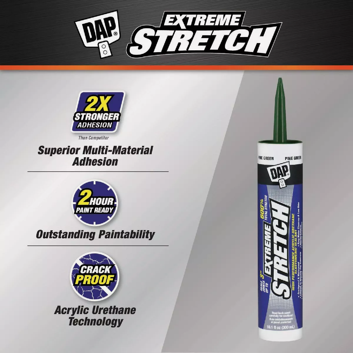 Dap Extreme Stretch 10.1 Oz. Pine Green Acrylic Urethane Premium Elastomeric Sealant - photo 2