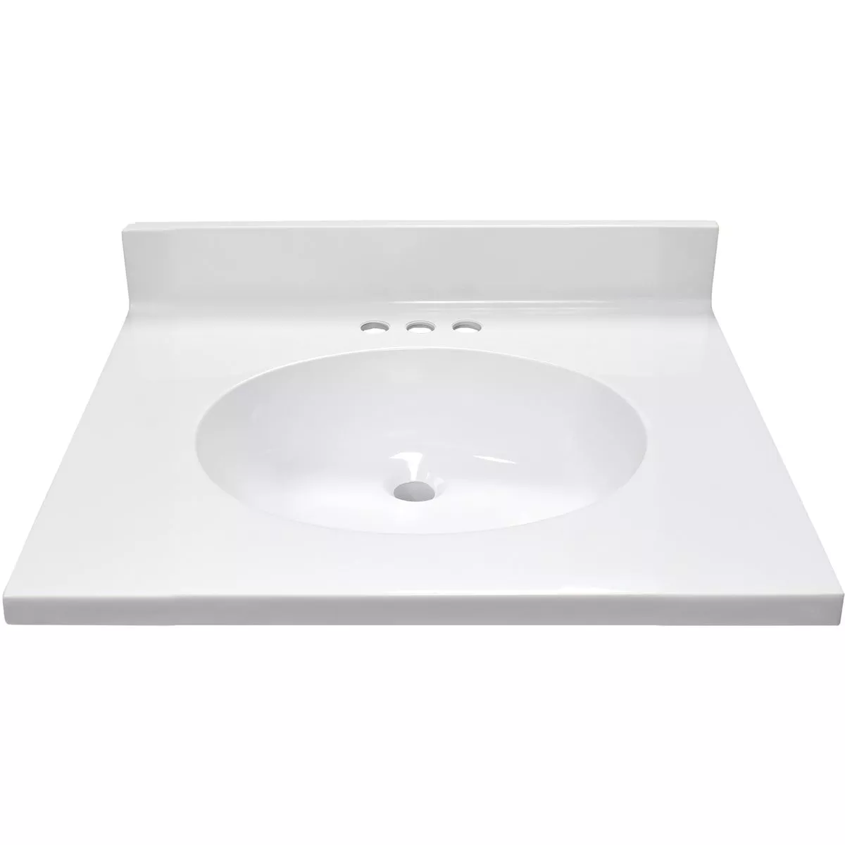 Modular Vanity Tops 25 In. W x 22 In. D Solid White Cultured Marble Flat Edge Sink Sink Vanity Top with Oval Bowl - photo 2