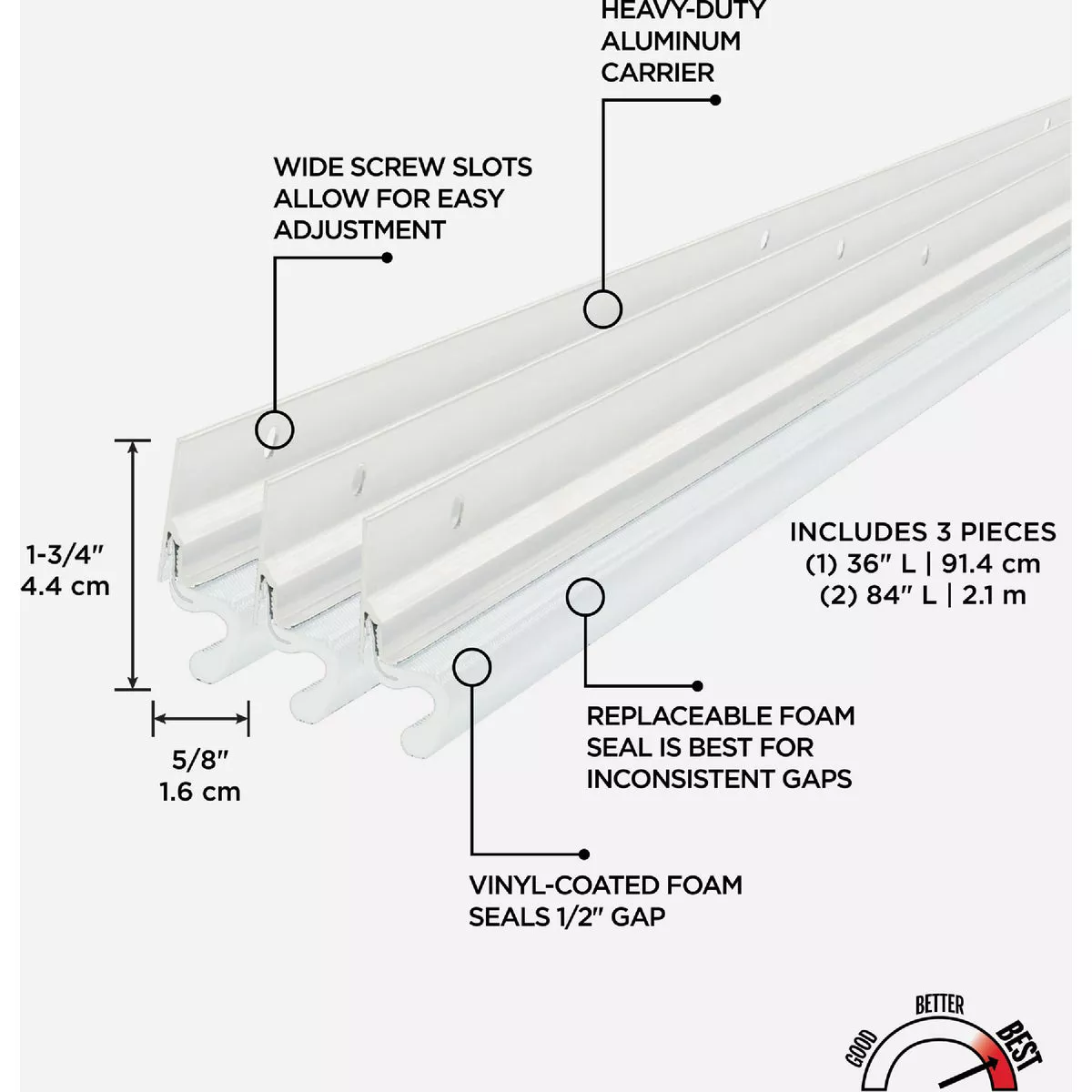 M-D Building Products White Aluminum and Vinyl-coated Foam Heavy-duty Screw-on Top and Sides Door Seal Kit - photo 4