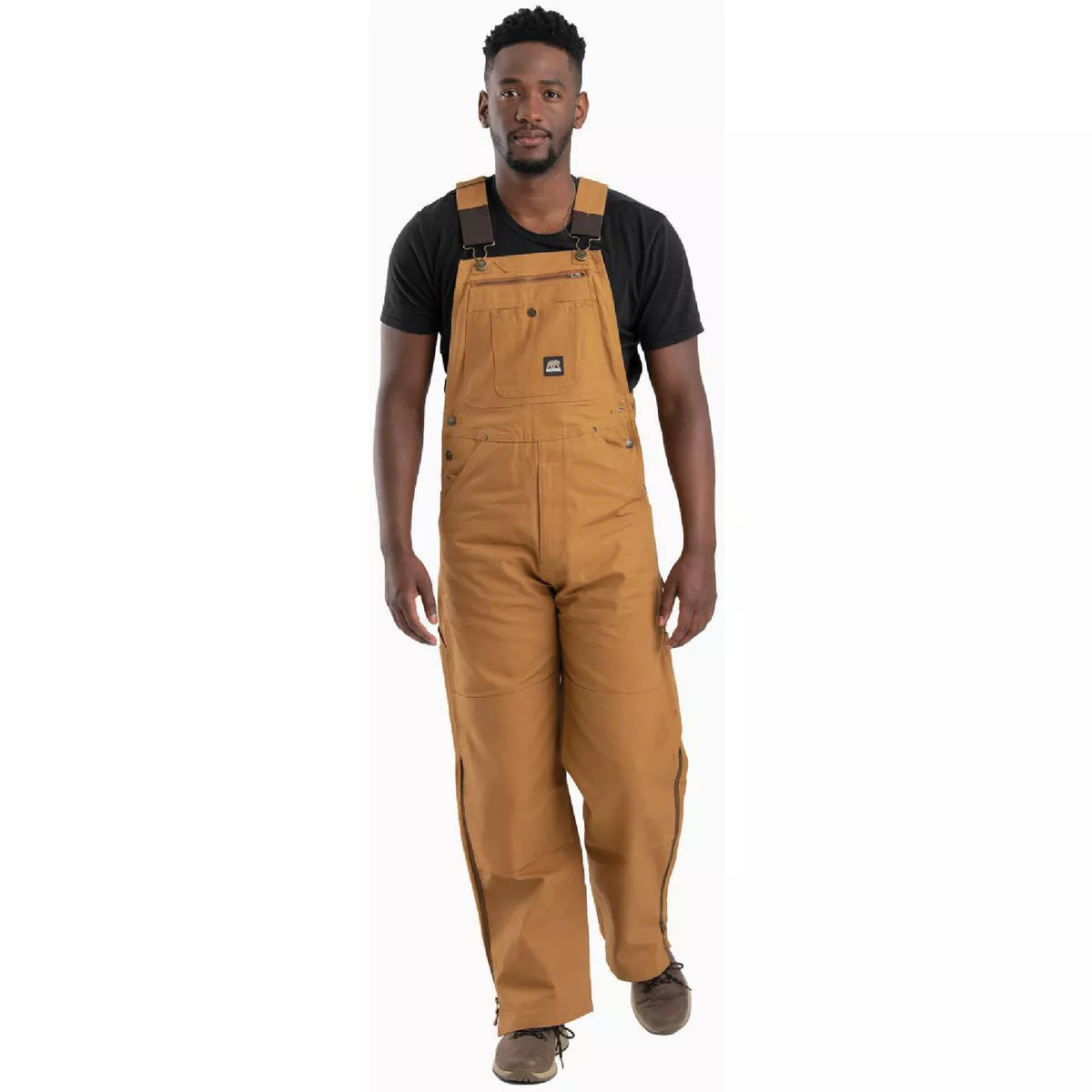 Berne Men's 32x34 Tall Brown Duck Heritage Unlined Duck Bib Overalls